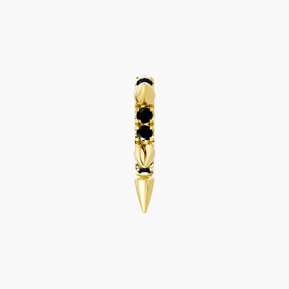 Kuan | 18k Yellow Gold 5 mm Spike Black Diamond Hoop Piercing