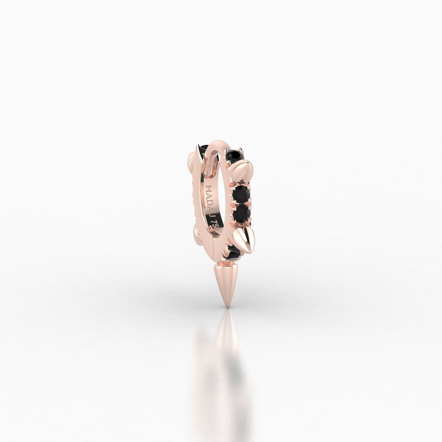 Kuan | 18k Rose Gold 5 mm Spike Black Diamond Hoop Piercing