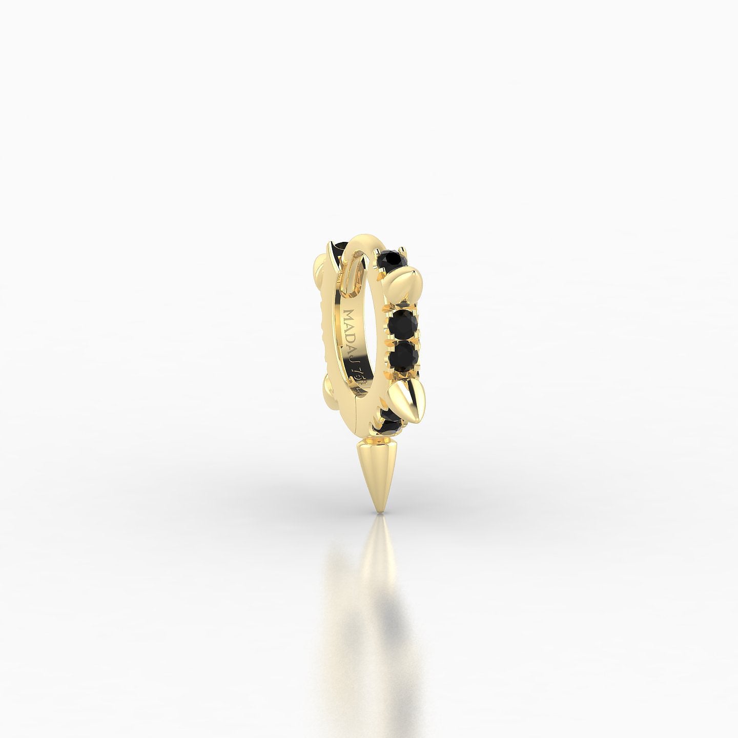 Kuan | 18k Yellow Gold 5 mm Spike Black Diamond Hoop Piercing