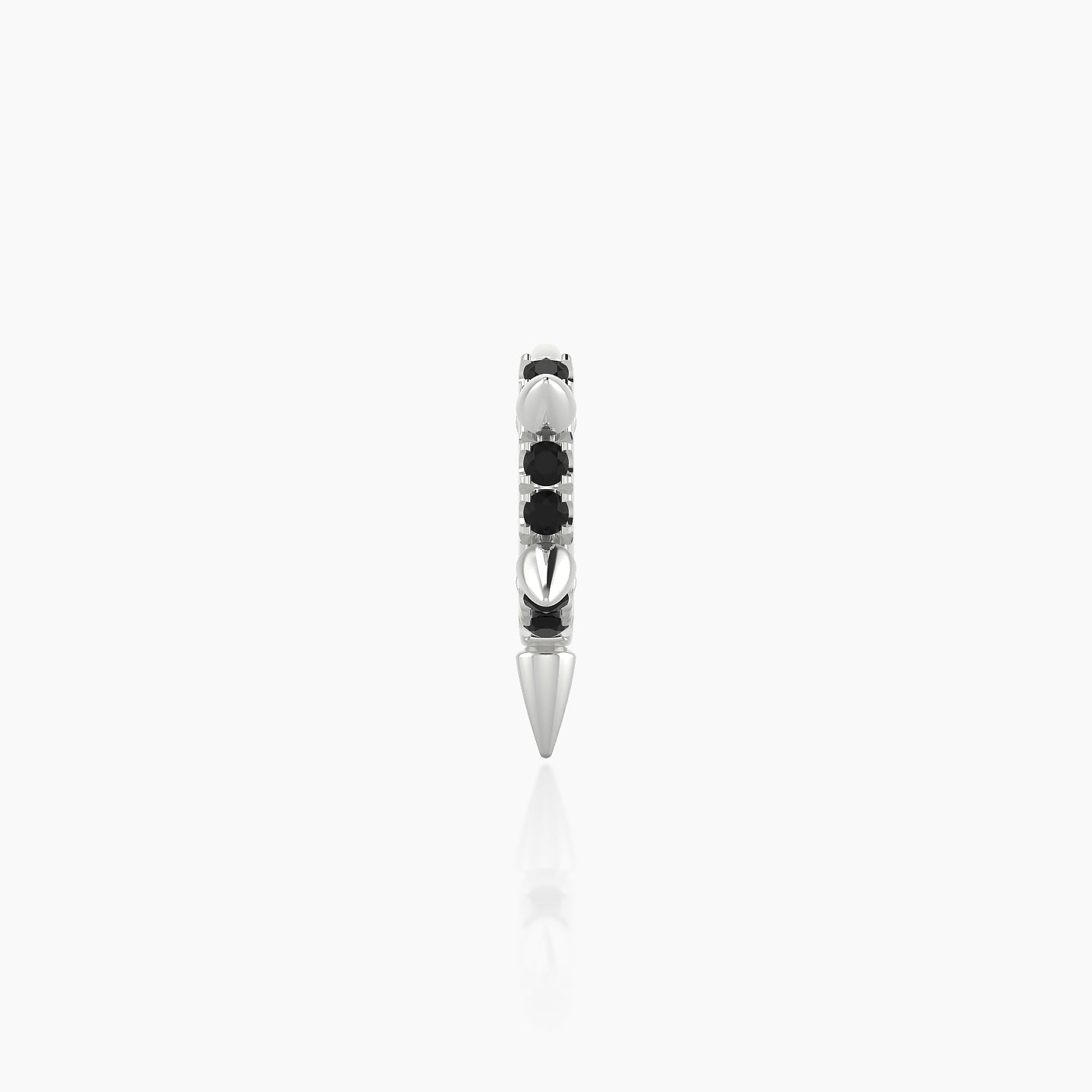 Kuan | 18k White Gold 5 mm Spike Black Diamond Hoop Piercing