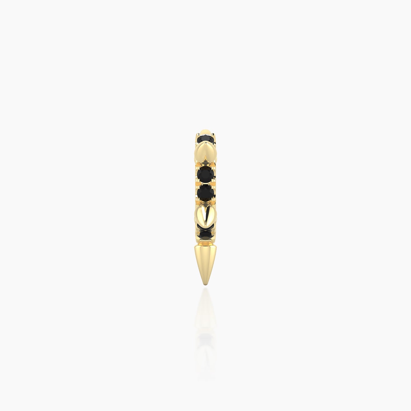 Kuan | 18k Yellow Gold 5 mm Spike Black Diamond Hoop Piercing