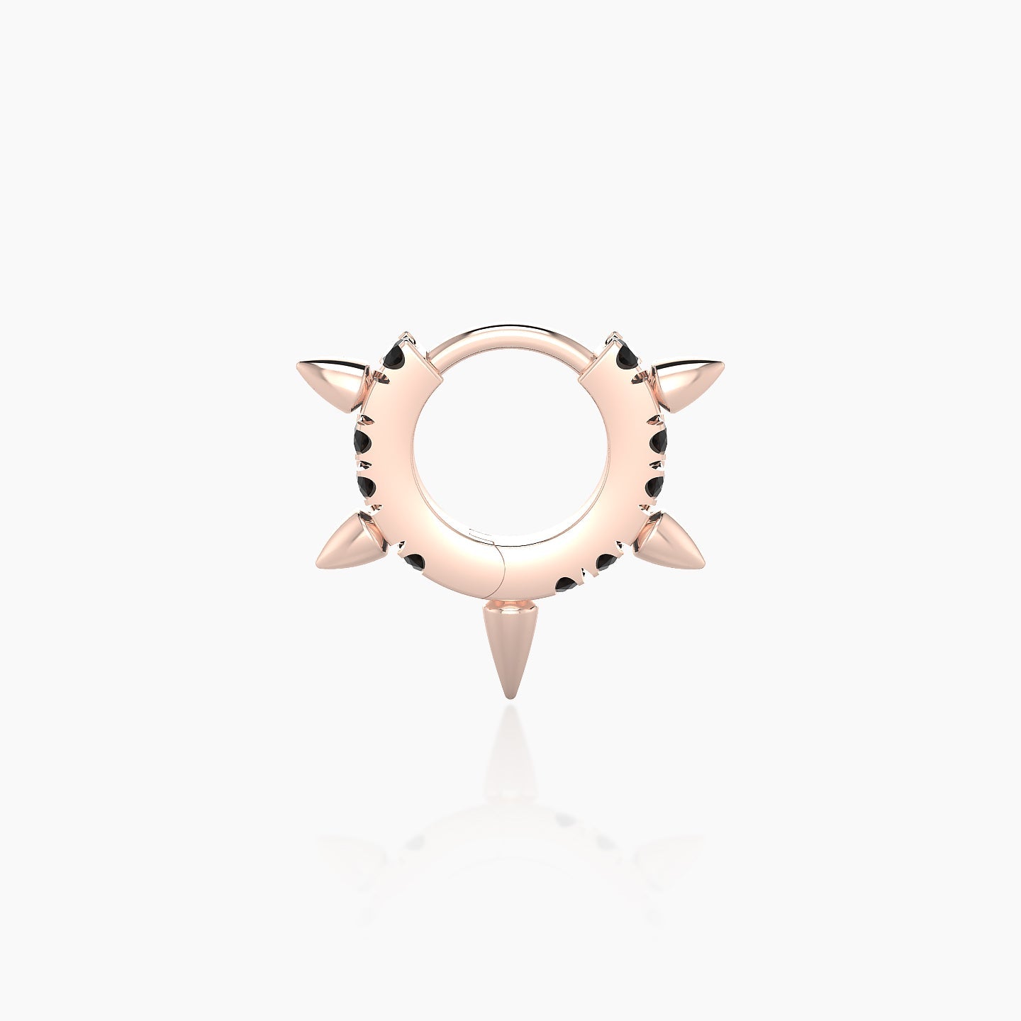 Kuan | 18k Rose Gold 5 mm Spike Black Diamond Hoop Piercing