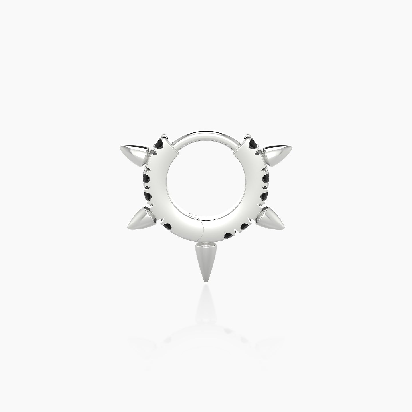 Kuan | 18k White Gold 5 mm Spike Black Diamond Hoop Piercing