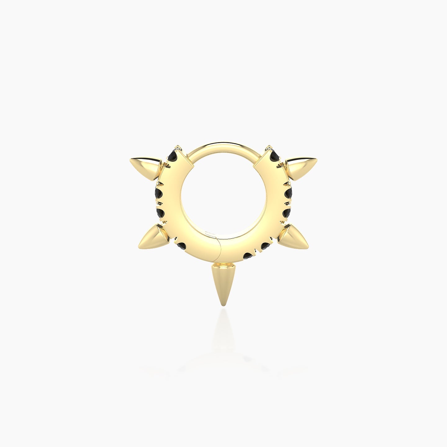 Kuan | 18k Yellow Gold 5 mm Spike Black Diamond Hoop Piercing