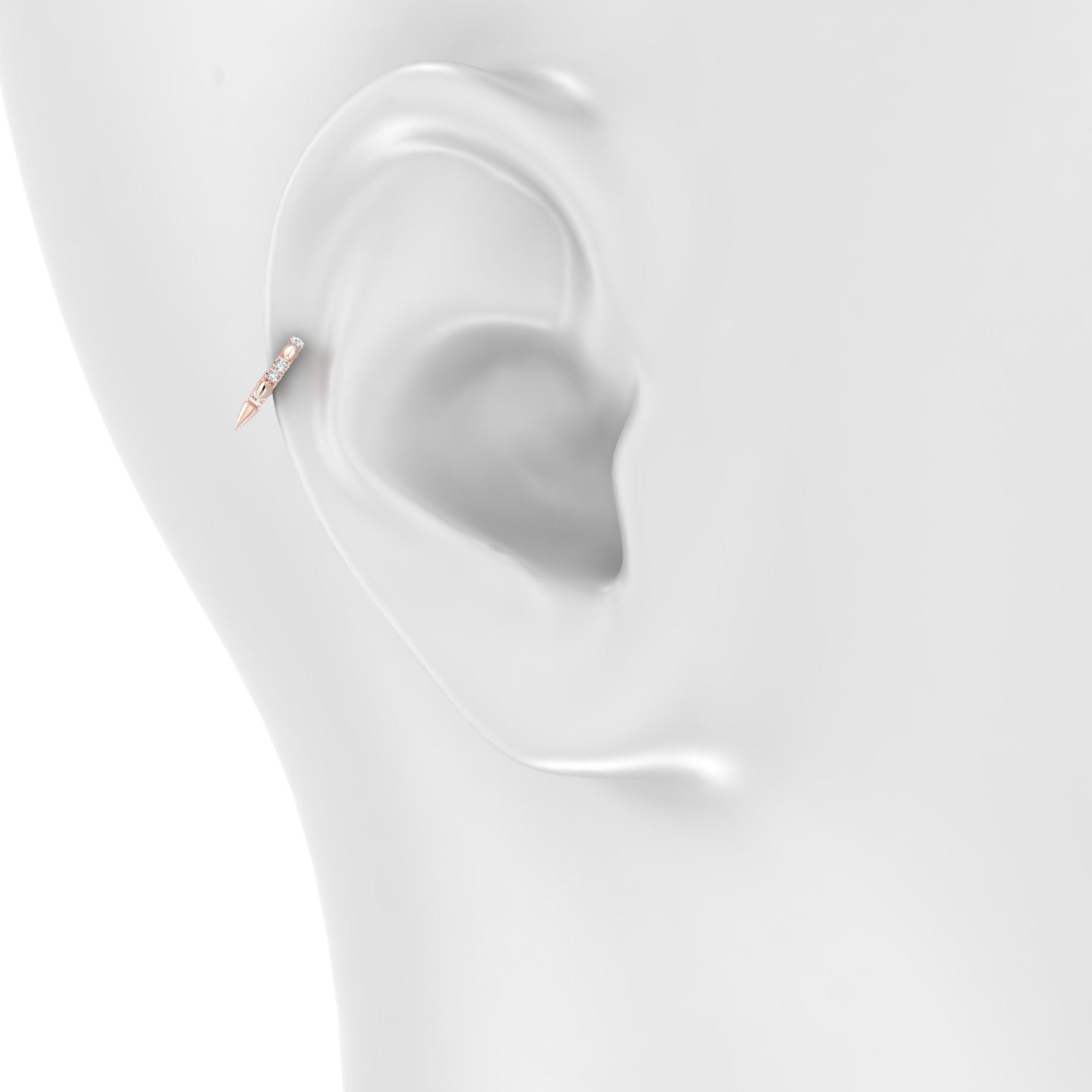 Kuan | 18k Rose Gold 5 mm Spike Diamond Hoop Piercing