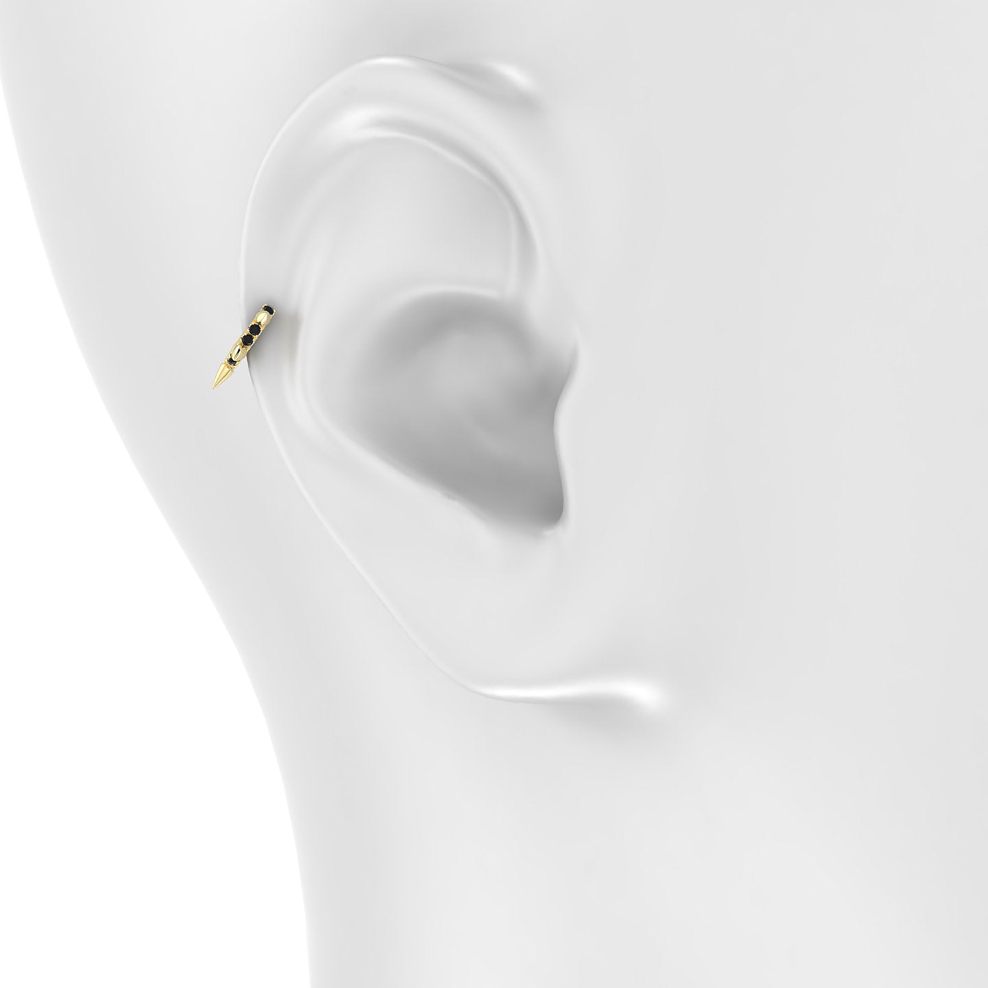 Kuan | 18k Yellow Gold 5 mm Spike Black Diamond Hoop Piercing