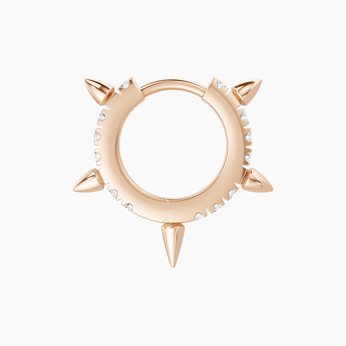 Kuan | 18k Rose Gold 6.5 mm Spike Diamond Hoop Piercing