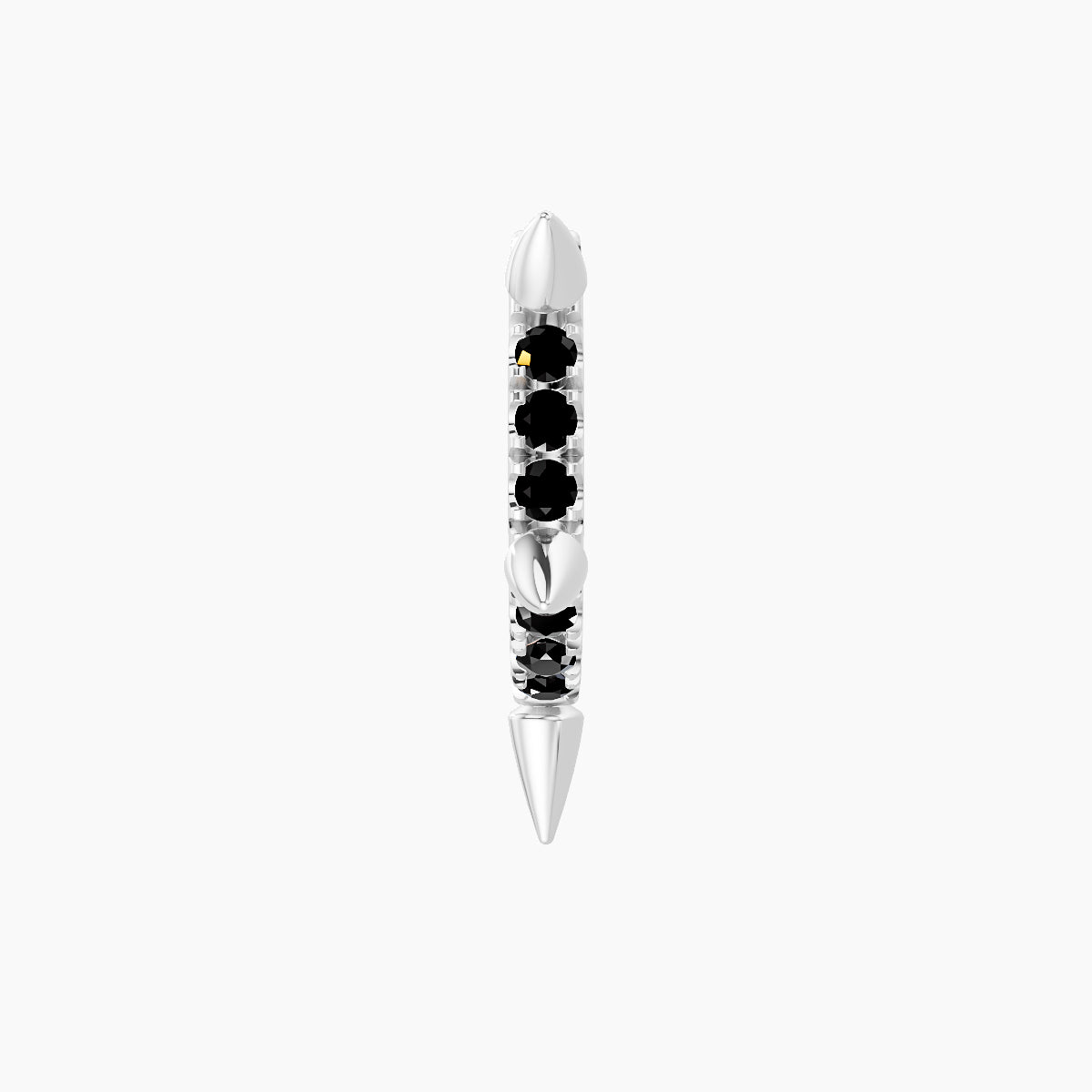 Kuan | 18k White Gold 6.5 mm Spike Black Diamond Hoop Piercing