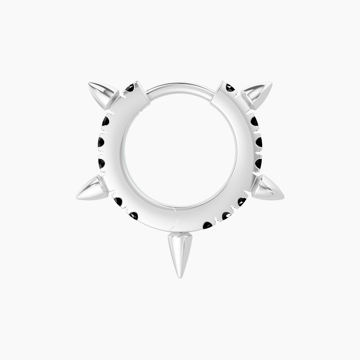 Kuan | 18k White Gold 6.5 mm Spike Black Diamond Hoop Piercing