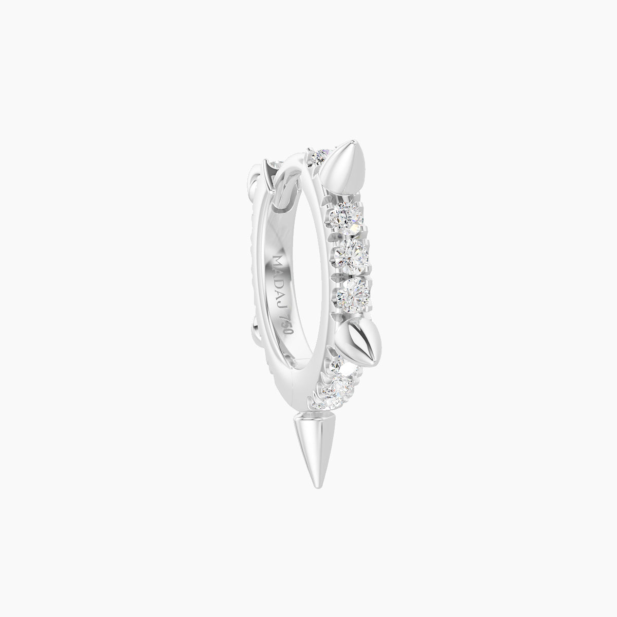 Kuan | 18k White Gold 6.5 mm Spike Diamond Hoop Piercing