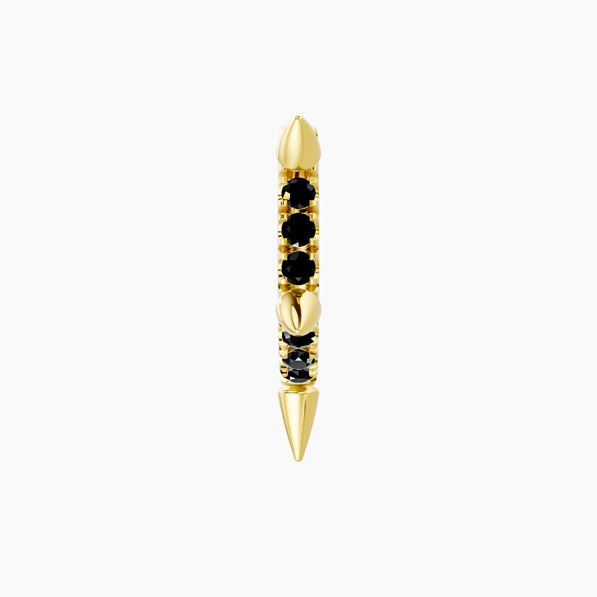 Kuan | 18k Yellow Gold 6.5 mm Spike Black Diamond Hoop Piercing