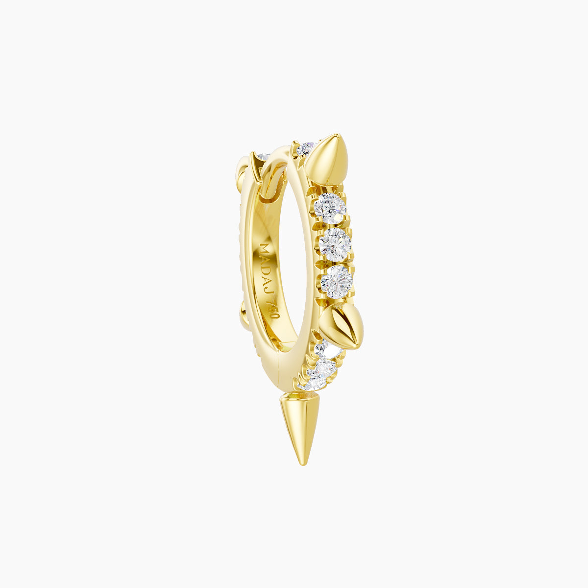 Kuan | 18k Yellow Gold 6.5 mm Spike Diamond Hoop Piercing