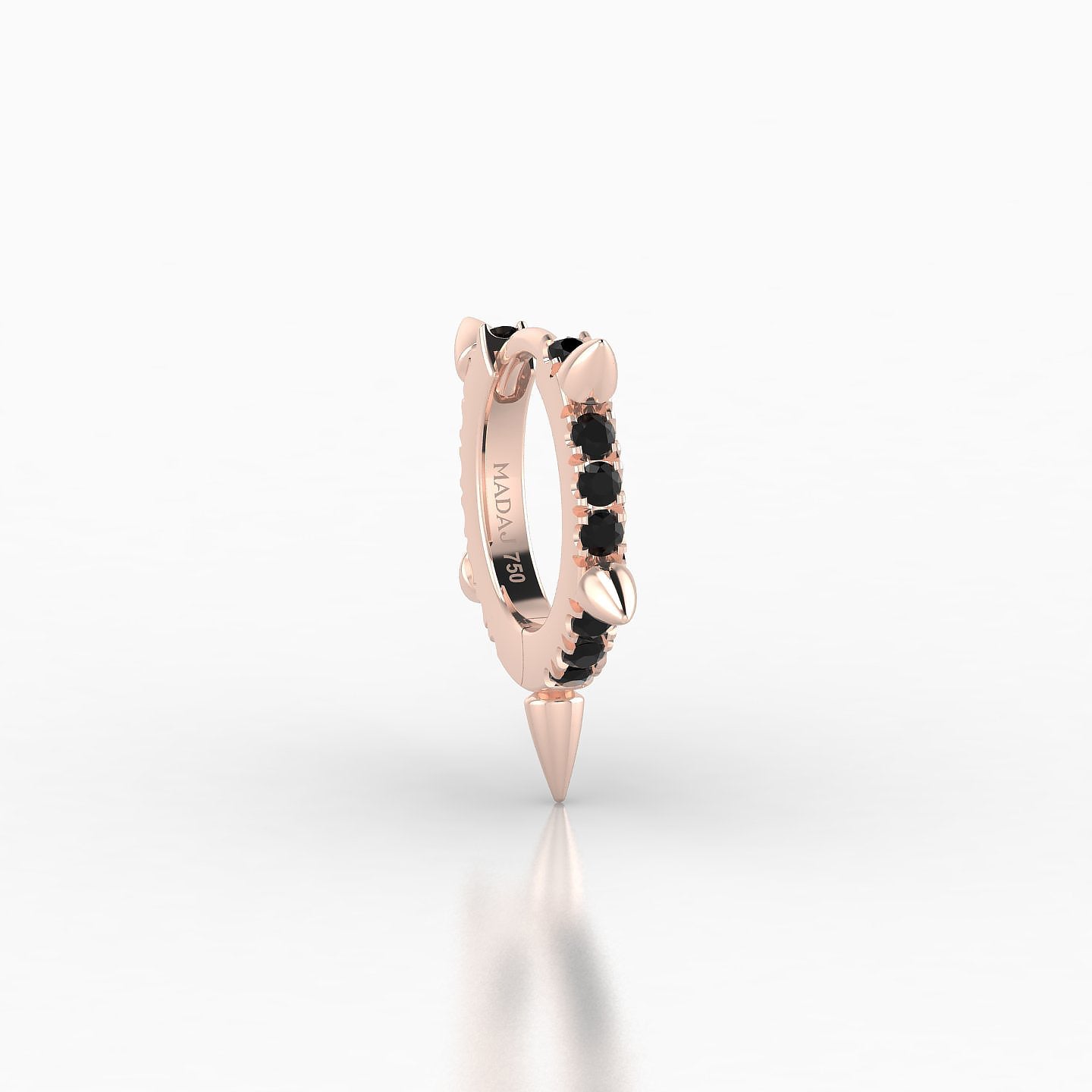 Kuan | 18k Rose Gold 6.5 mm Spike Black Diamond Hoop Piercing