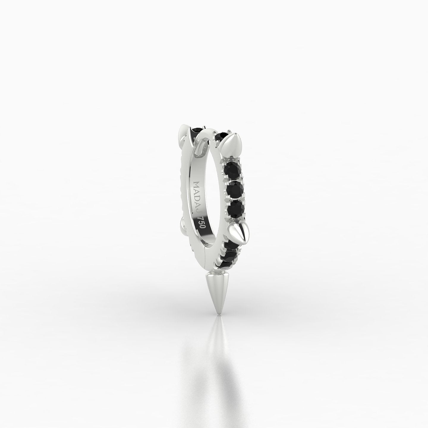 Kuan | 18k White Gold 6.5 mm Spike Black Diamond Hoop Piercing