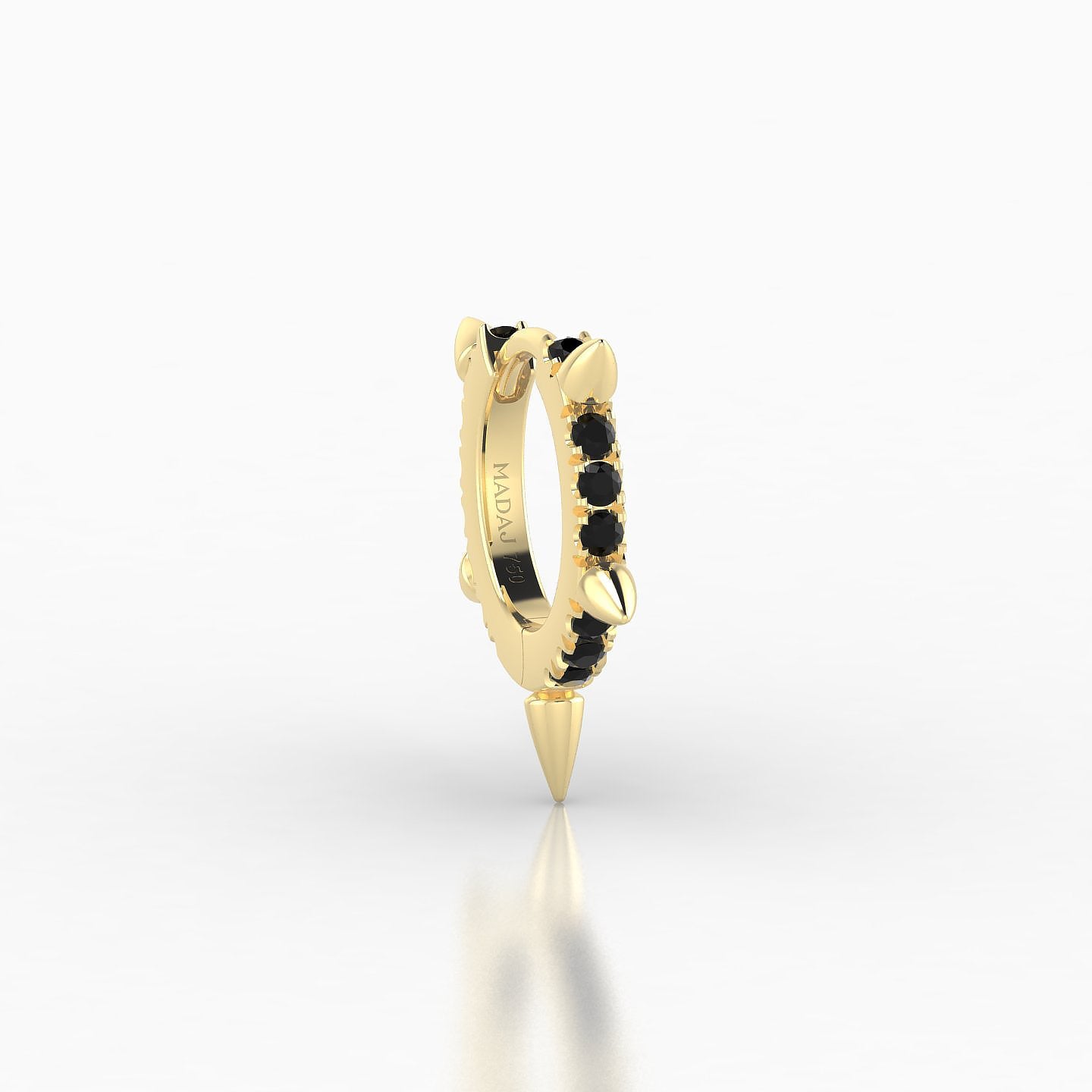 Kuan | 18k Yellow Gold 6.5 mm Spike Black Diamond Hoop Piercing