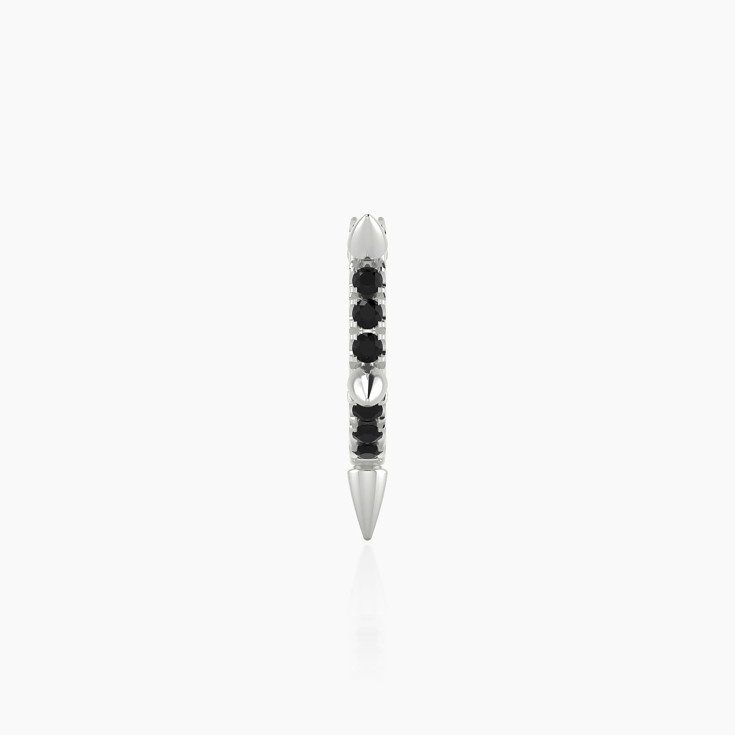 Kuan | 18k White Gold 6.5 mm Spike Black Diamond Hoop Piercing