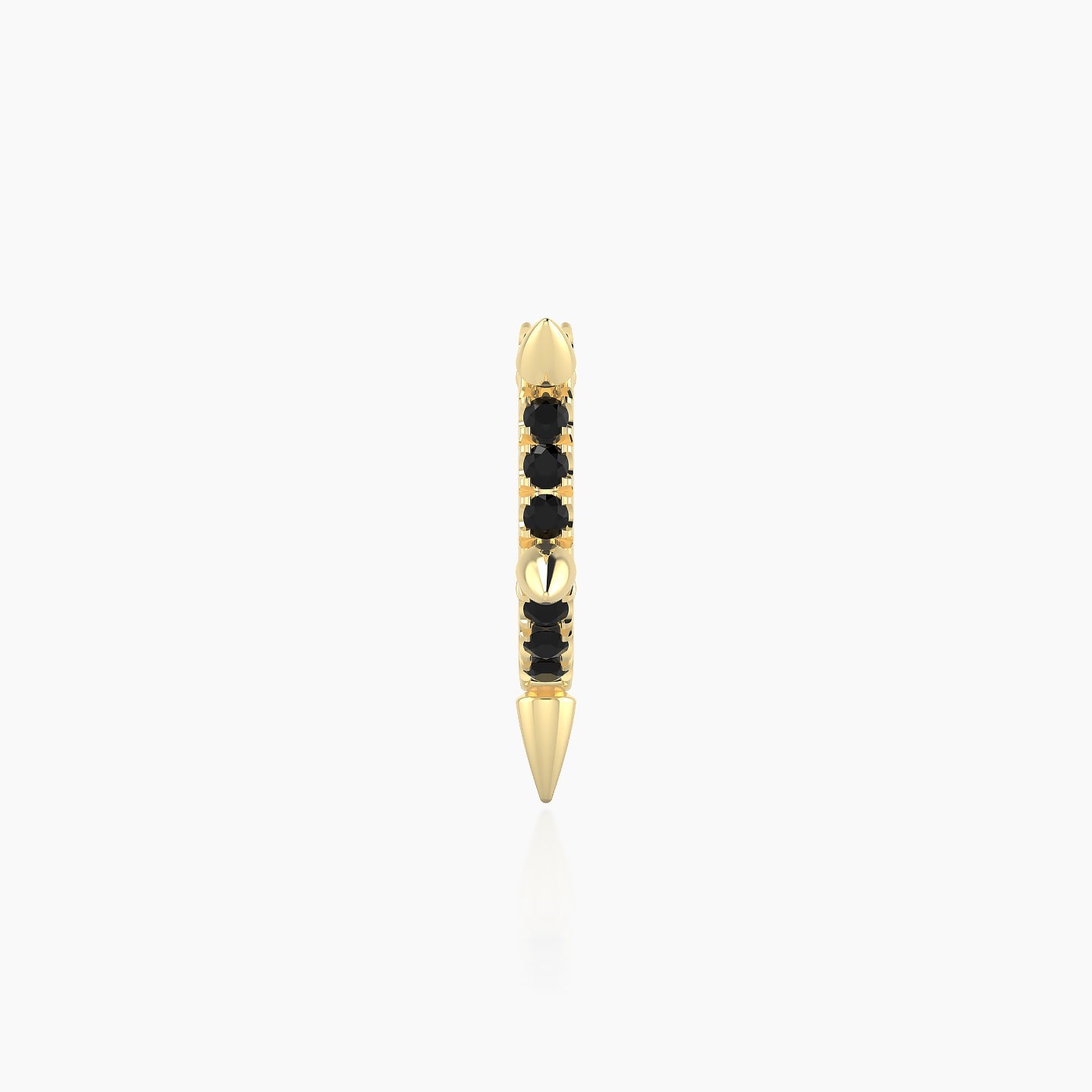 Kuan | 18k Yellow Gold 6.5 mm Spike Black Diamond Hoop Piercing