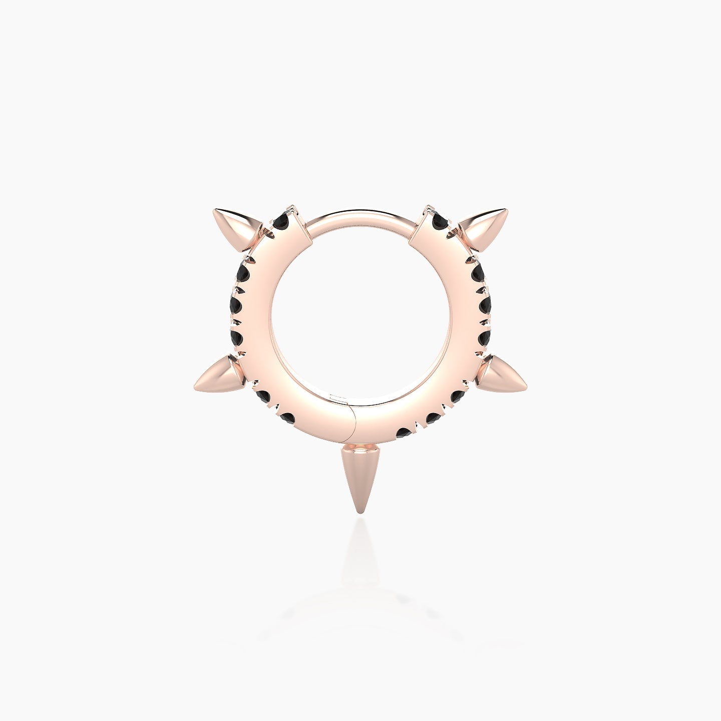 Kuan | 18k Rose Gold 6.5 mm Spike Black Diamond Hoop Piercing