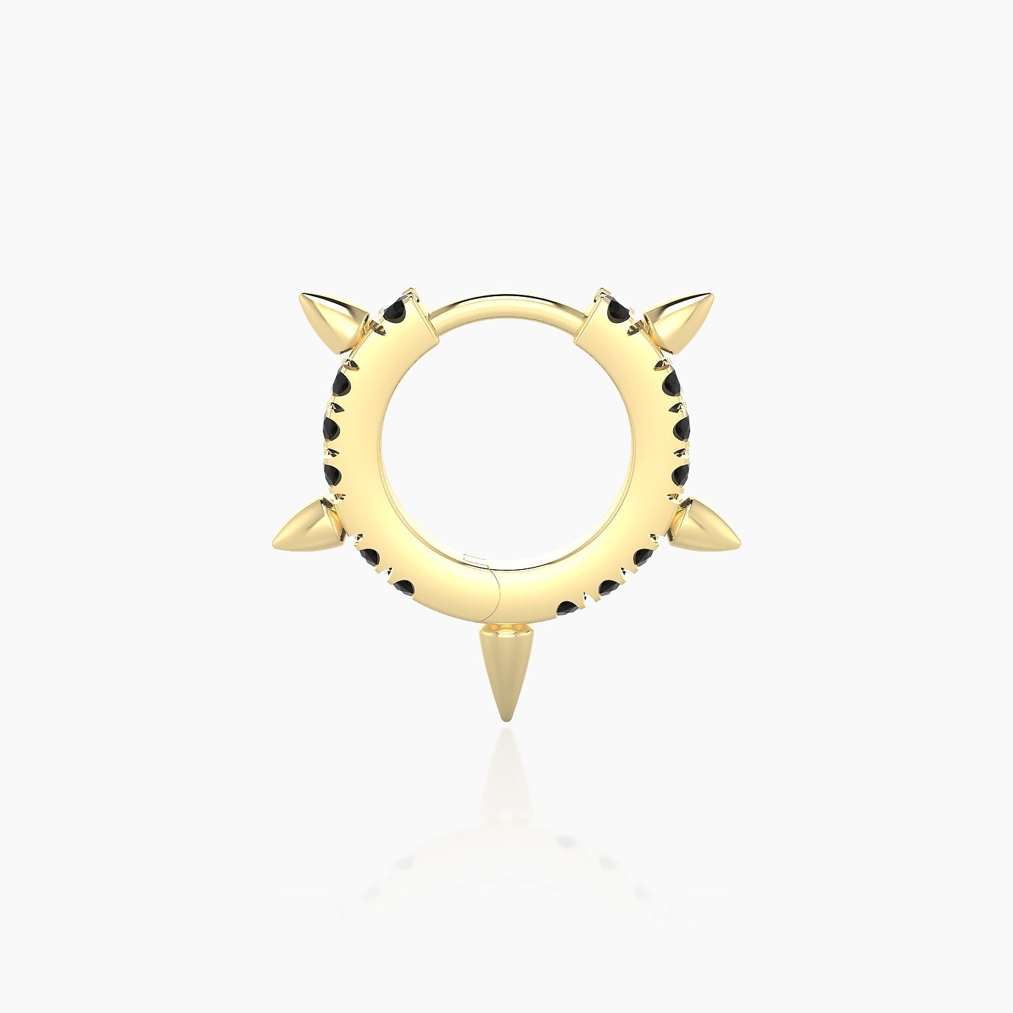 Kuan | 18k Yellow Gold 6.5 mm Spike Black Diamond Hoop Piercing