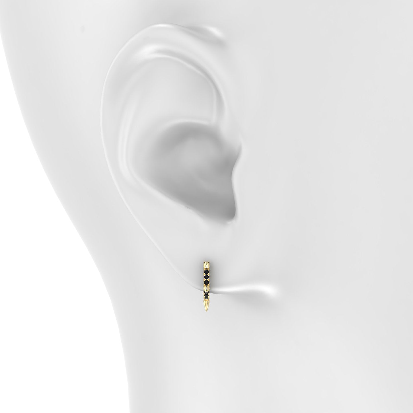 Kuan | 18k Yellow Gold 6.5 mm Spike Black Diamond Hoop Piercing