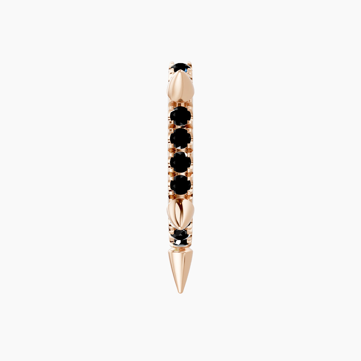 Kuan | 18k Rose Gold 8 mm Spike Black Diamond Hoop Piercing