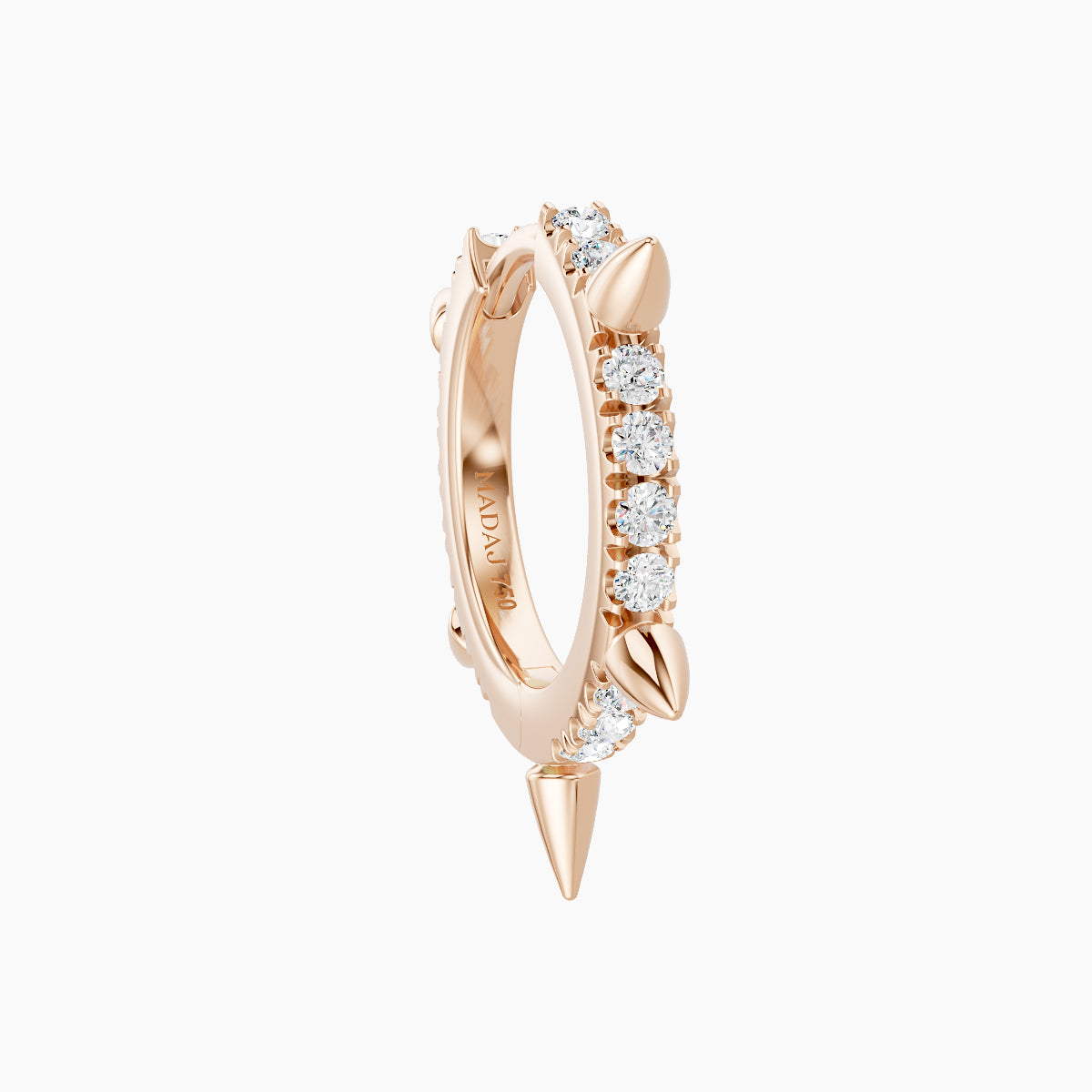 Kuan | 18k Rose Gold 8 mm Spike Diamond Hoop Piercing