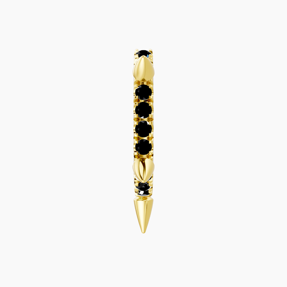 Kuan | 18k Yellow Gold 8 mm Spike Black Diamond Hoop Piercing