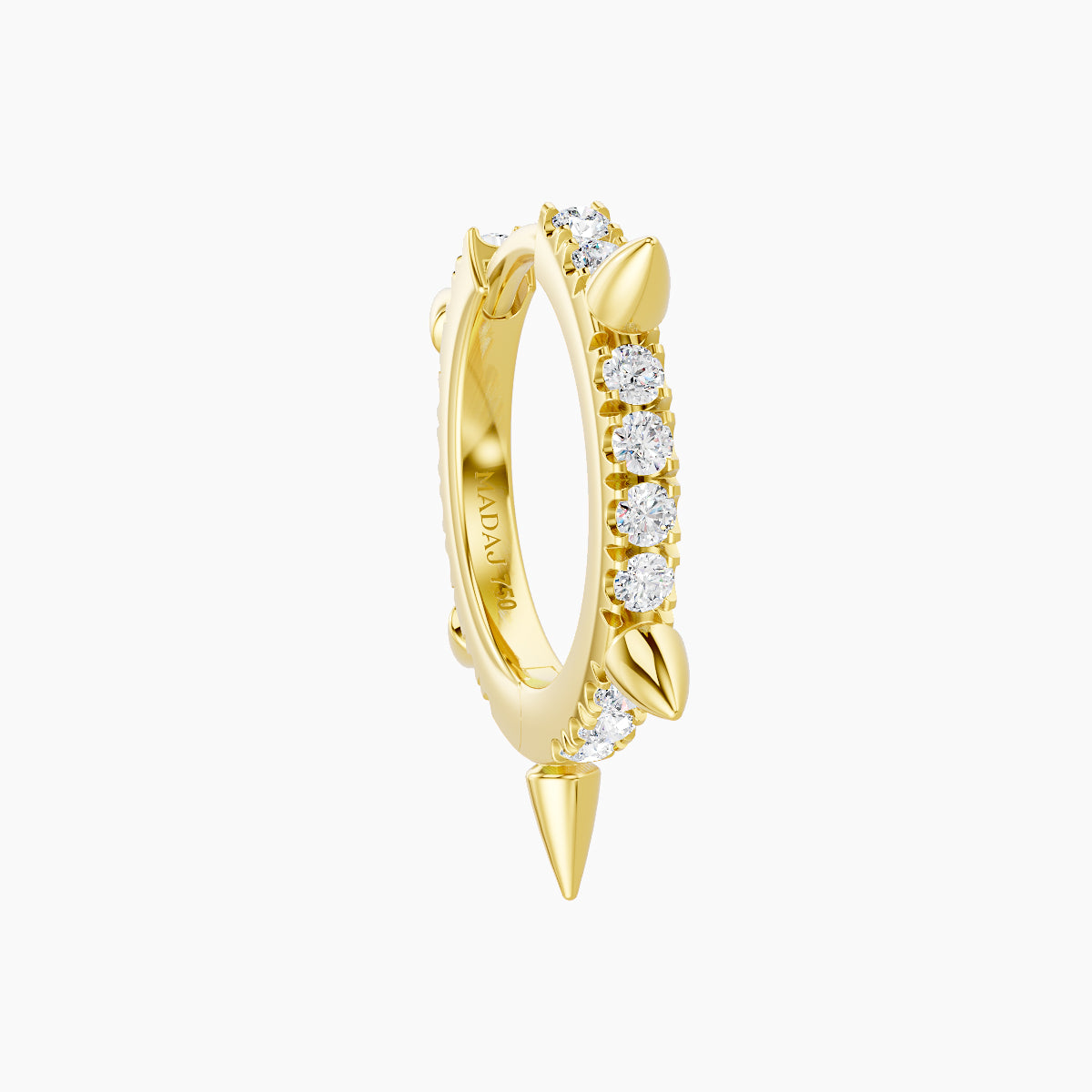 Kuan | 18k Yellow Gold 8 mm Spike Diamond Hoop Piercing