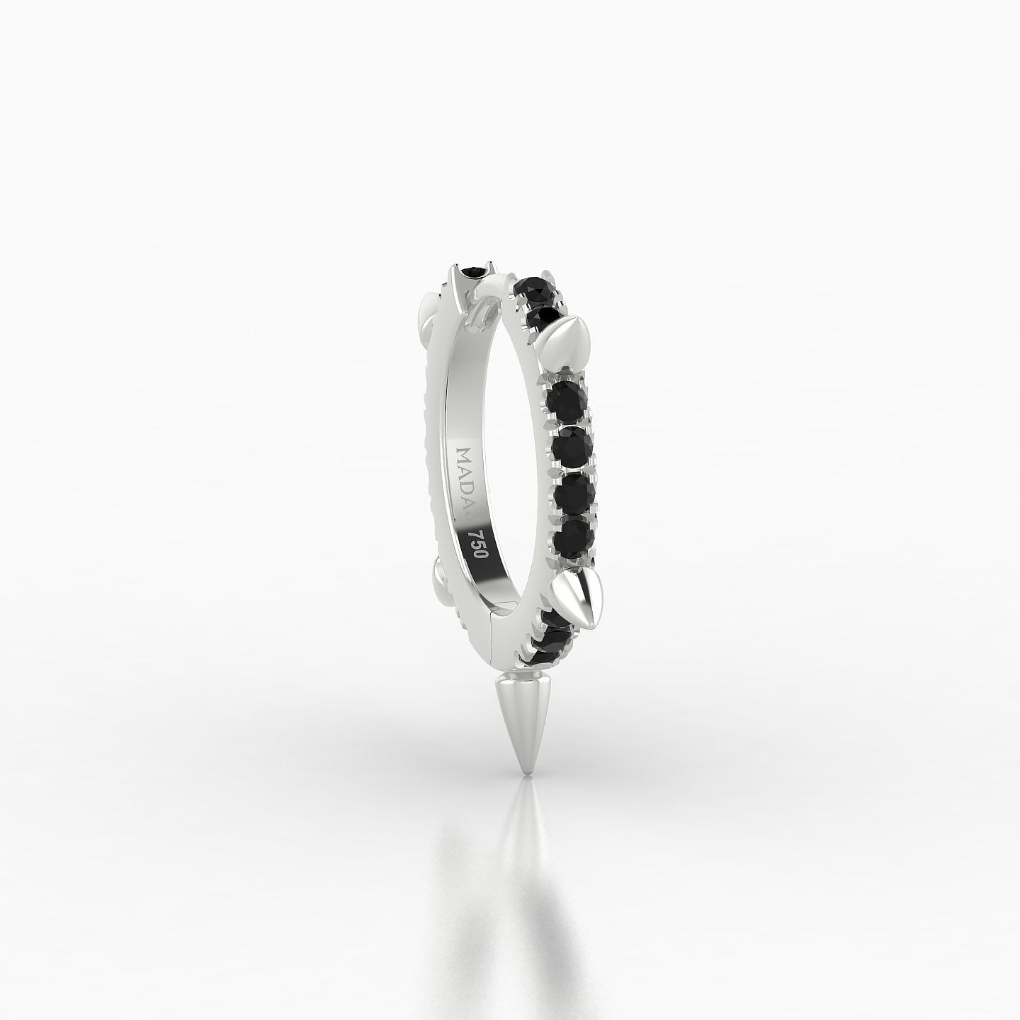 Kuan | 18k White Gold 8 mm Spike Black Diamond Hoop Piercing