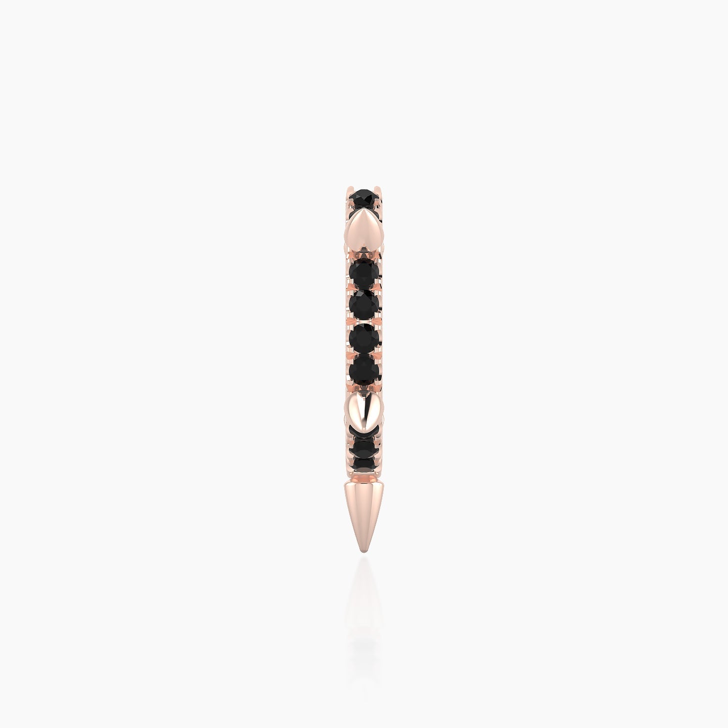 Kuan | 18k Rose Gold 8 mm Spike Black Diamond Hoop Piercing