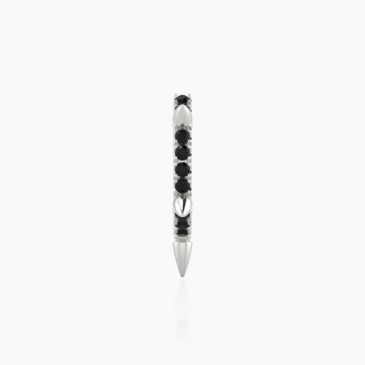 Kuan | 18k White Gold 8 mm Spike Black Diamond Hoop Piercing