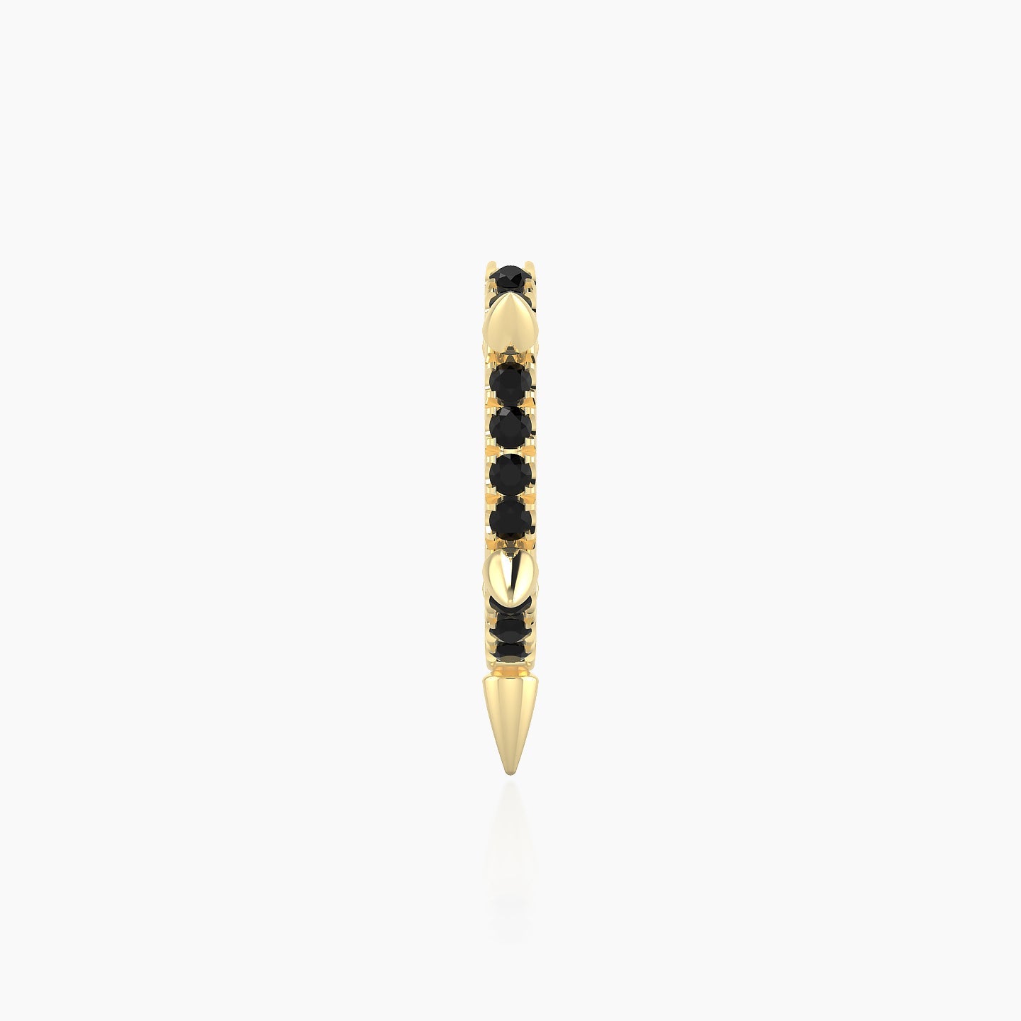 Kuan | 18k Yellow Gold 8 mm Spike Black Diamond Hoop Piercing