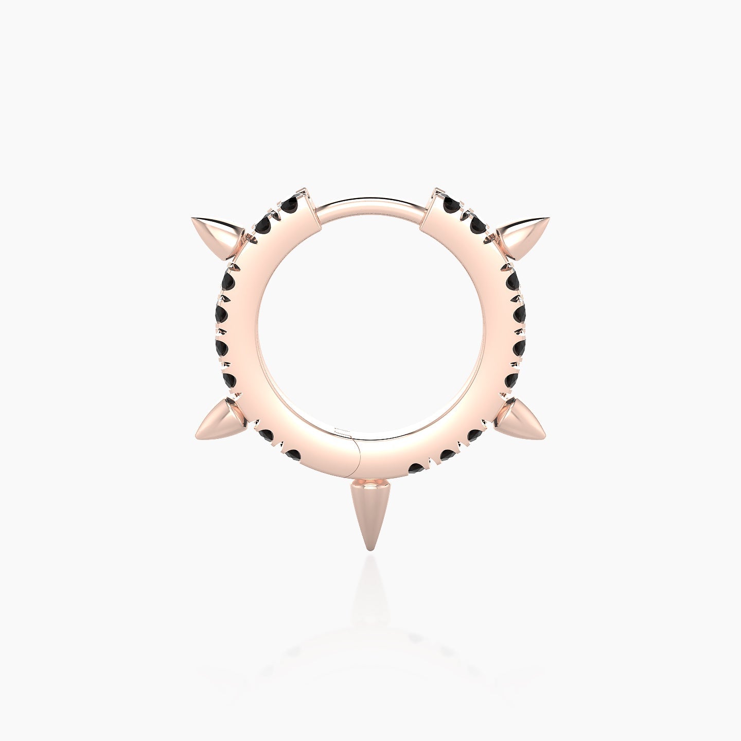 Kuan | 18k Rose Gold 8 mm Spike Black Diamond Hoop Piercing