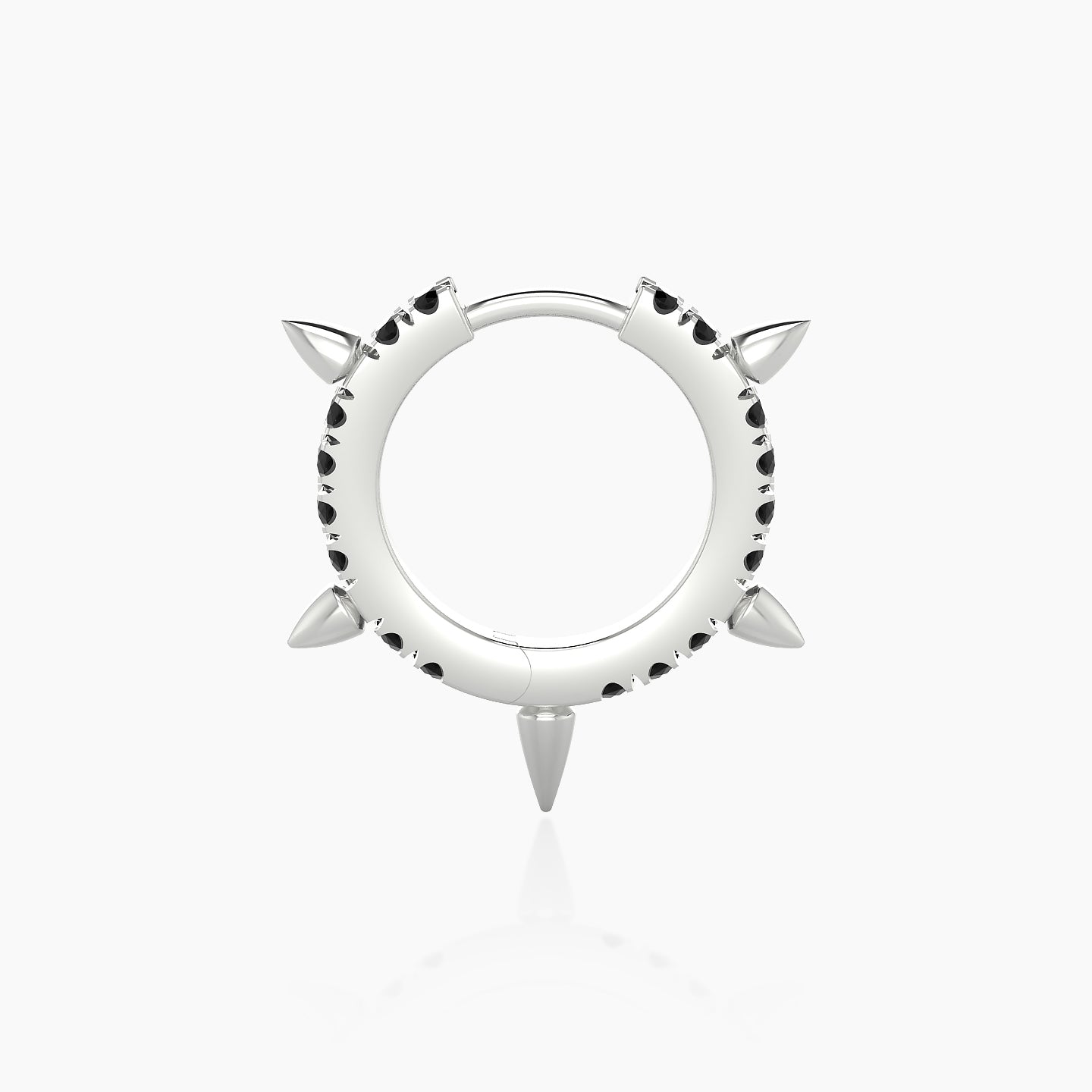 Kuan | 18k White Gold 8 mm Spike Black Diamond Hoop Piercing