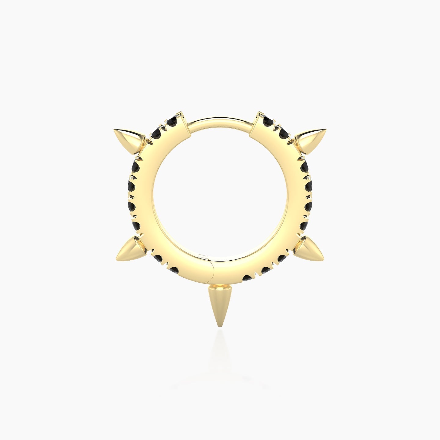 Kuan | 18k Yellow Gold 8 mm Spike Black Diamond Hoop Piercing