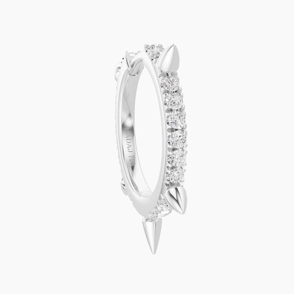 Kuan | 18k White Gold 9.5 mm Spike Diamond Hoop Piercing