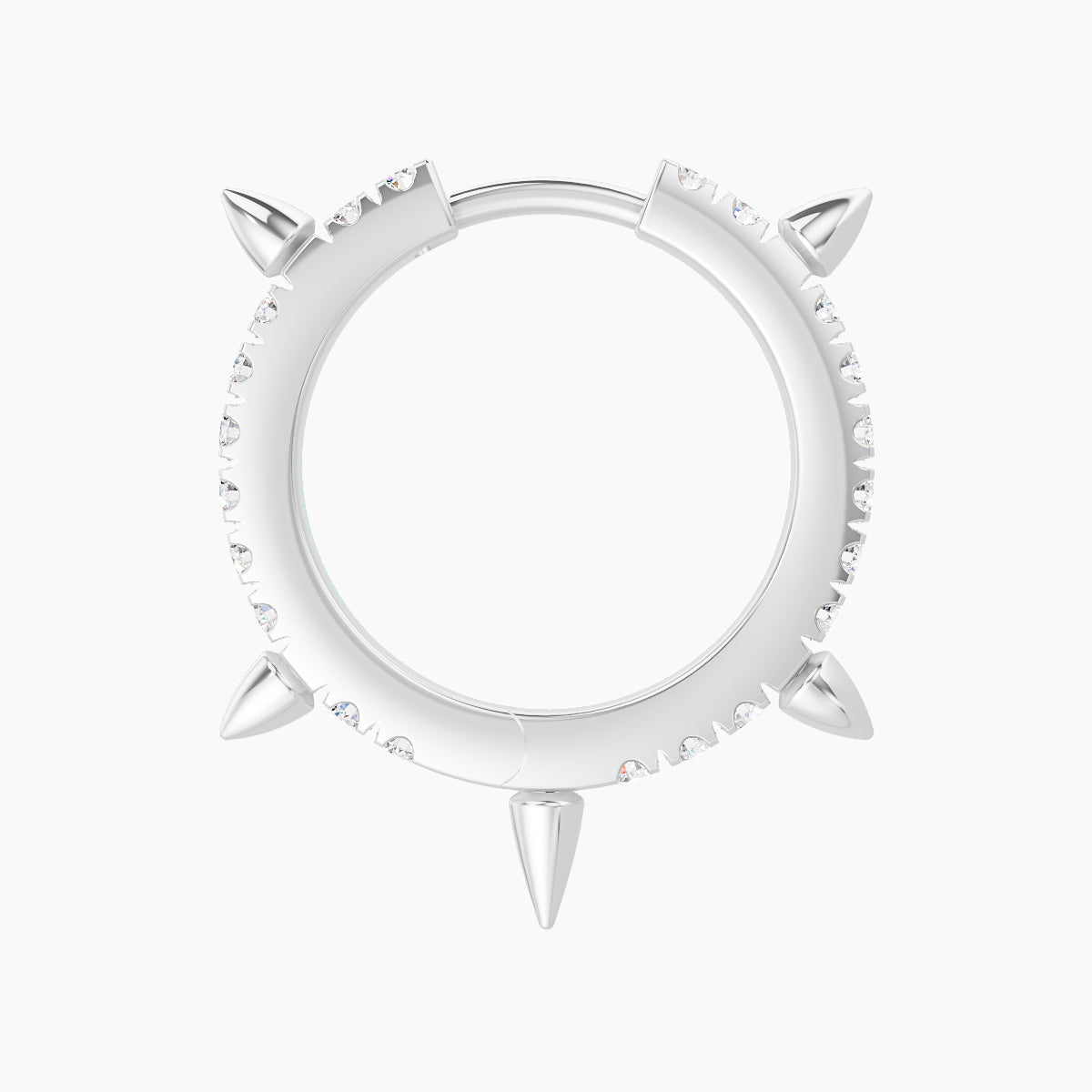 Kuan | 18k White Gold 9.5 mm Spike Diamond Hoop Piercing