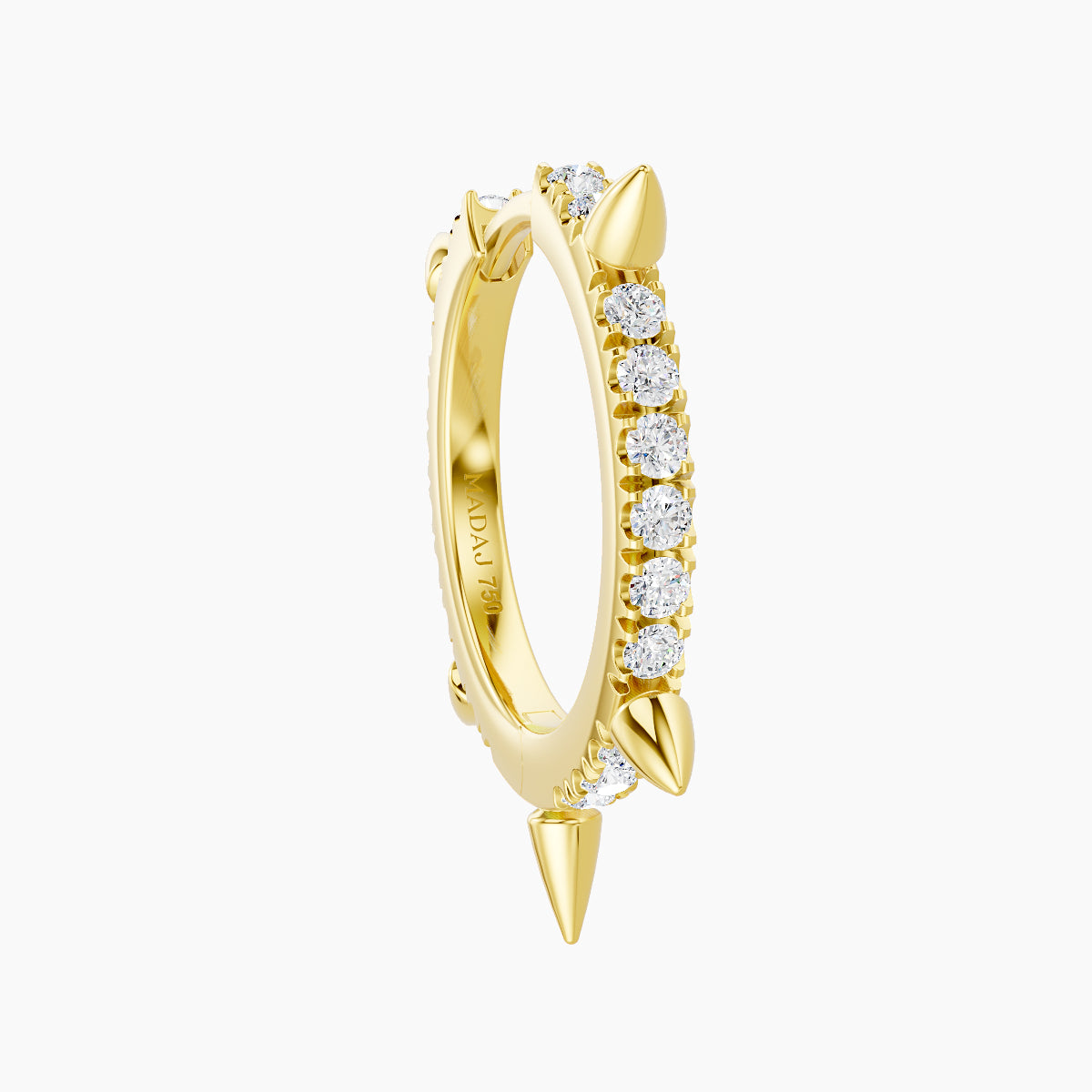 Kuan | 18k Yellow Gold 9.5 mm Spike Diamond Hoop Piercing