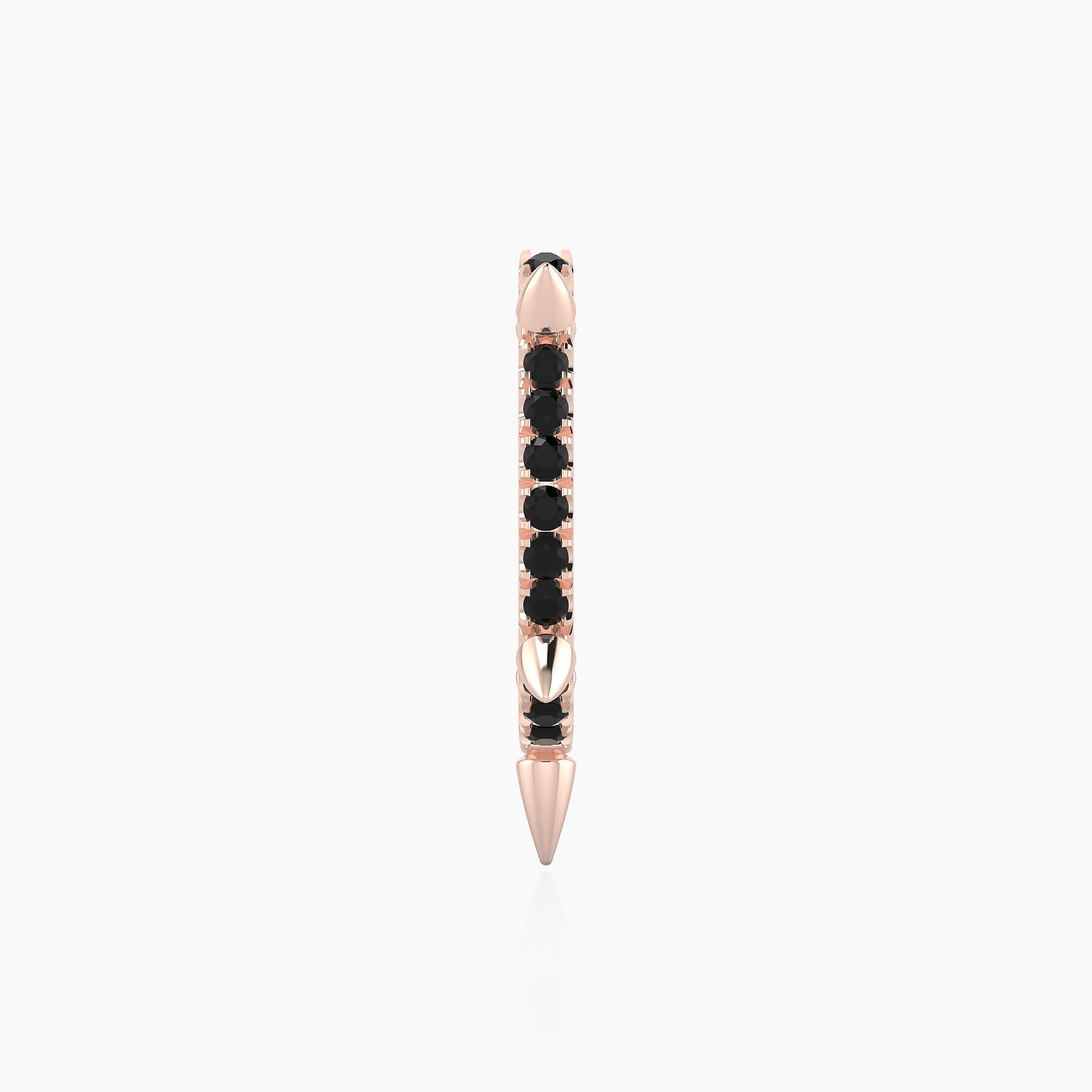 Kuan | 18k Rose Gold 9.5 mm Spike Black Diamond Hoop Piercing