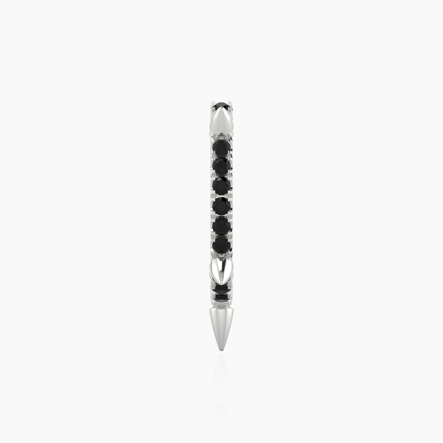 Kuan | 18k White Gold 9.5 mm Spike Black Diamond Hoop Piercing