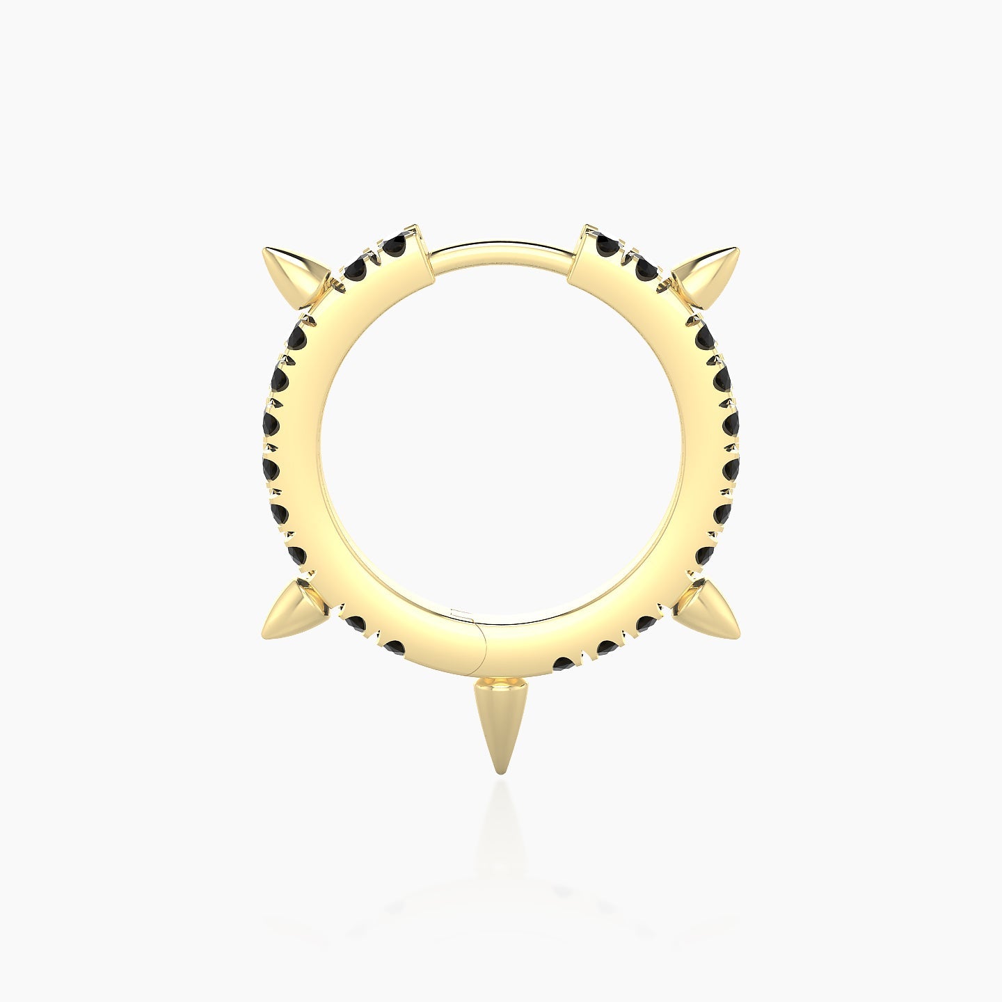 Kuan | 18k Yellow Gold 9.5 mm Spike Black Diamond Hoop Piercing