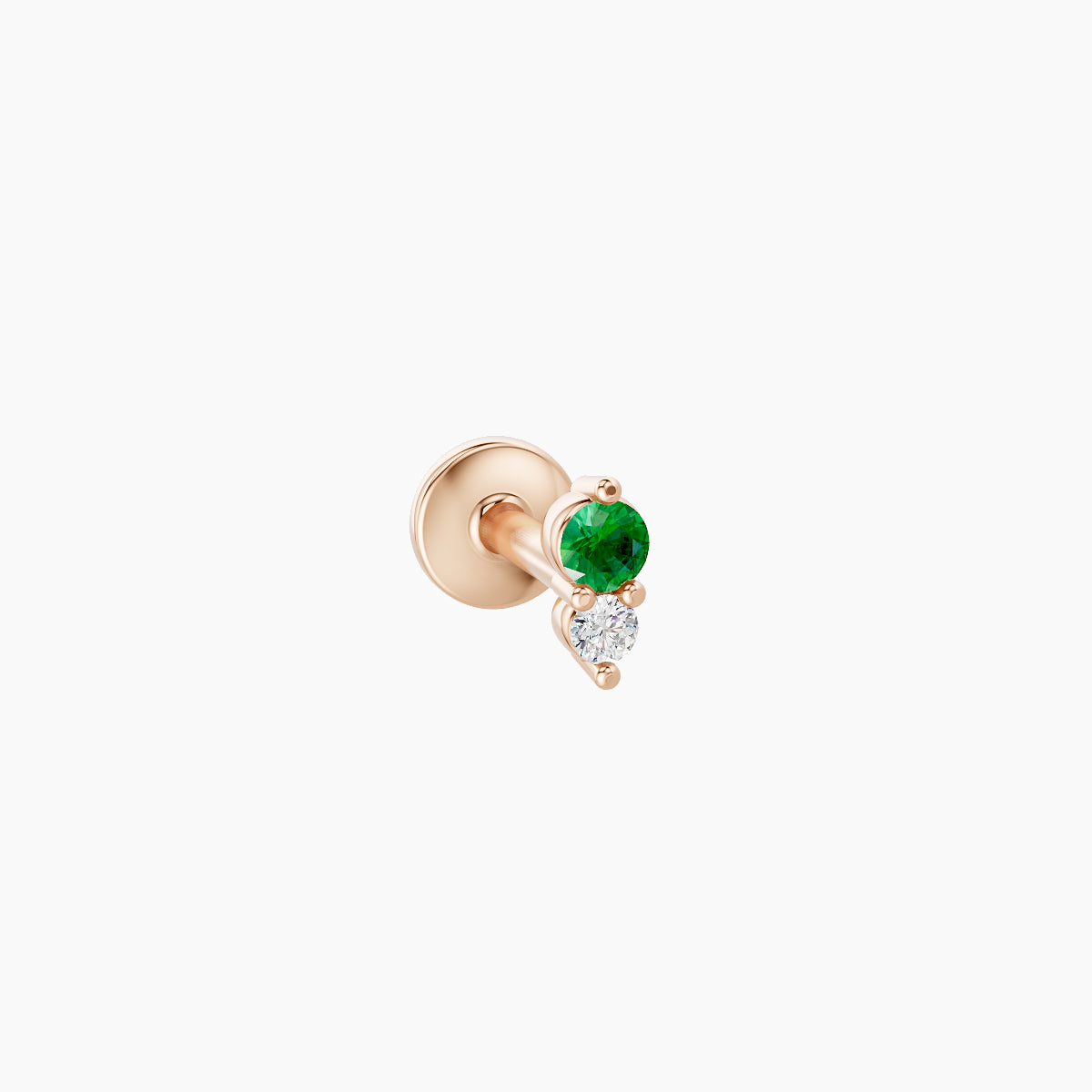 Laetitia | 18k Rose Gold 5 mm 4 mm Emerald & Diamond Nose Piercing