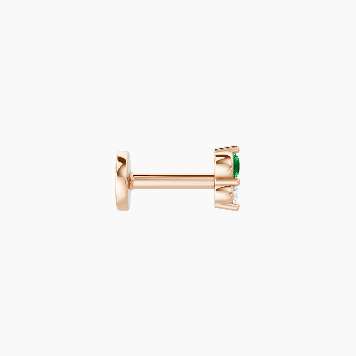 Laetitia | 18k Rose Gold 5 mm 4 mm Emerald & Diamond Nose Piercing