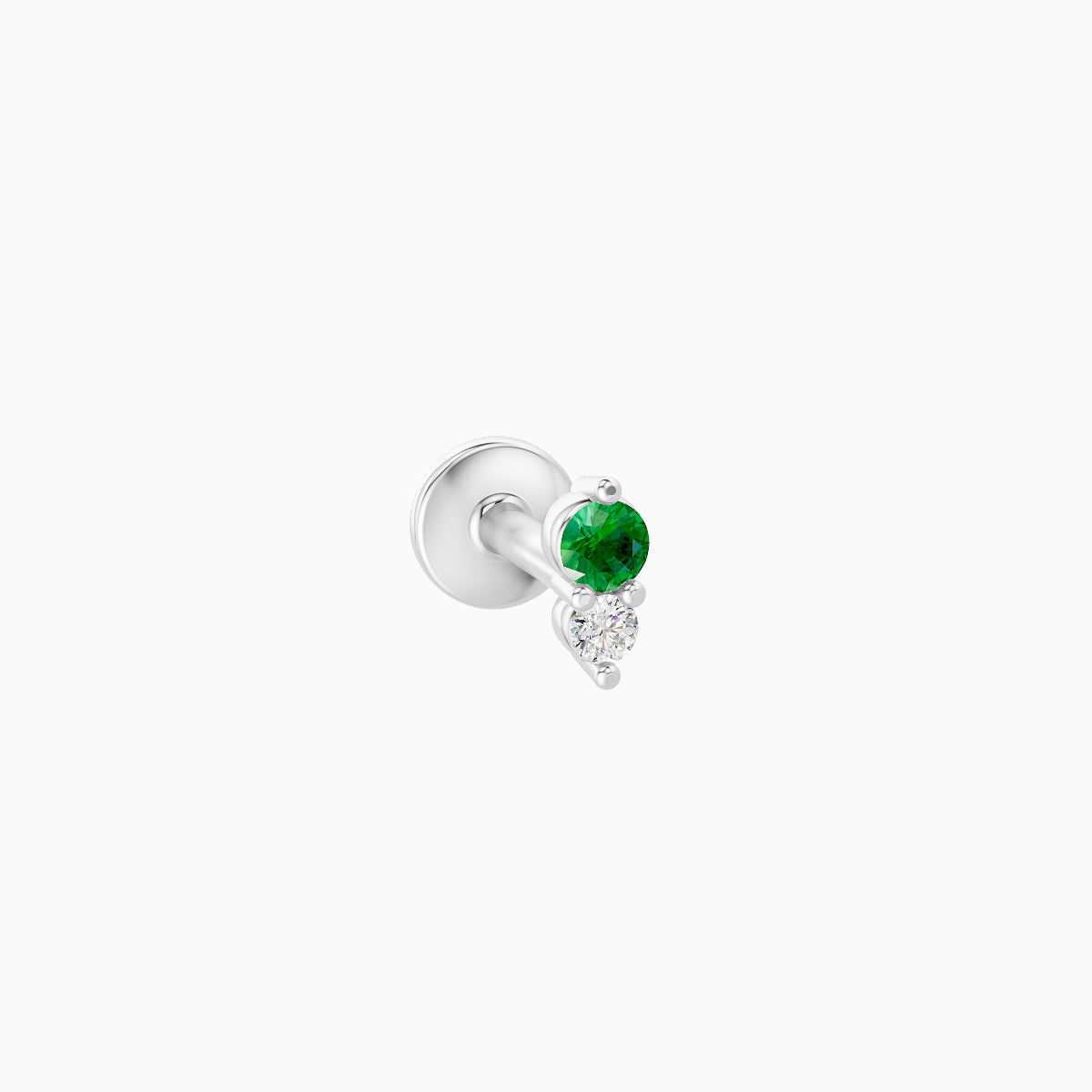 Laetitia | 18k White Gold 5 mm 4 mm Emerald & Diamond Nose Piercing