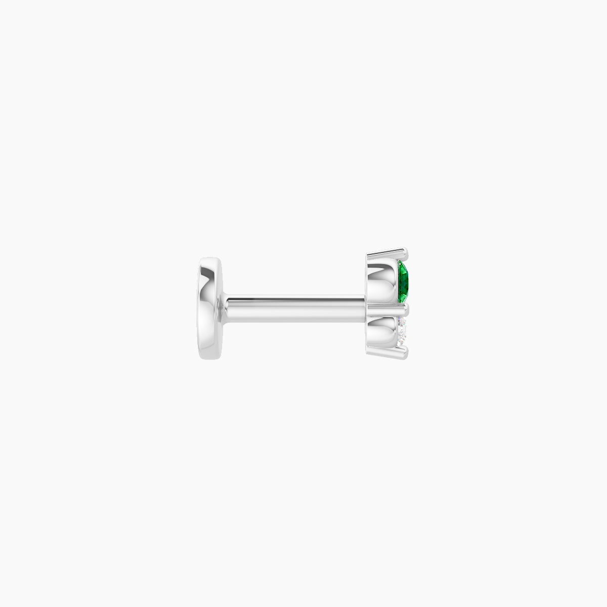 Laetitia | 18k White Gold 5 mm 4 mm Emerald & Diamond Nose Piercing