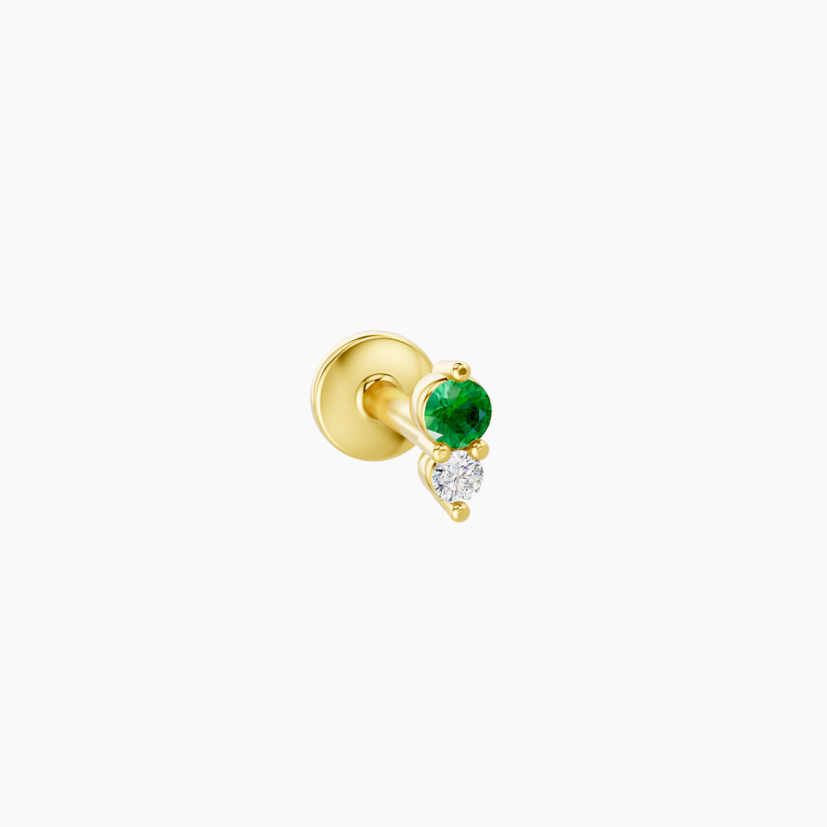 Laetitia | 18k Yellow Gold 5 mm 4 mm Emerald & Diamond Nose Piercing