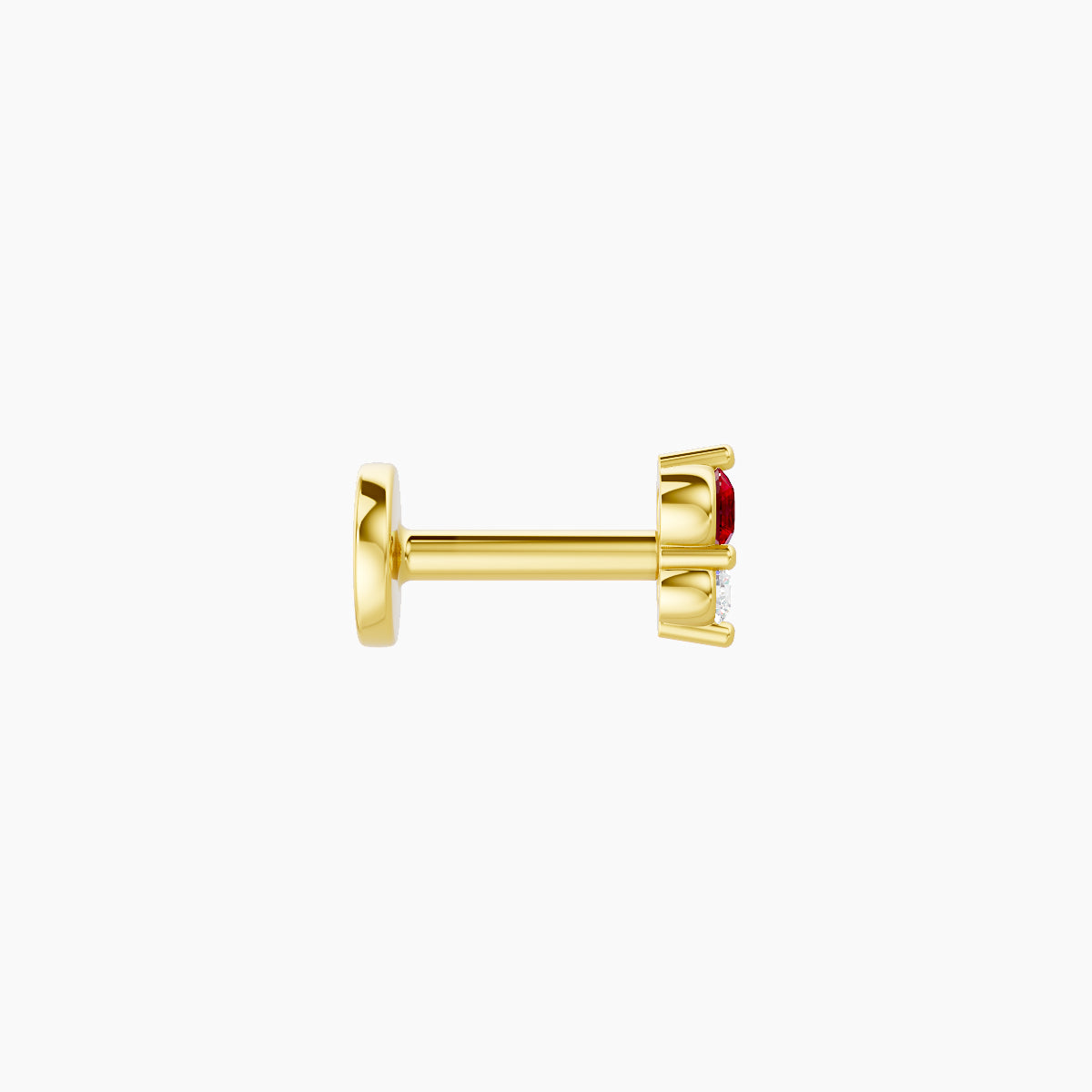 Laetitia | 18k Yellow Gold 5 mm 4 mm Ruby & Diamond Nose Piercing