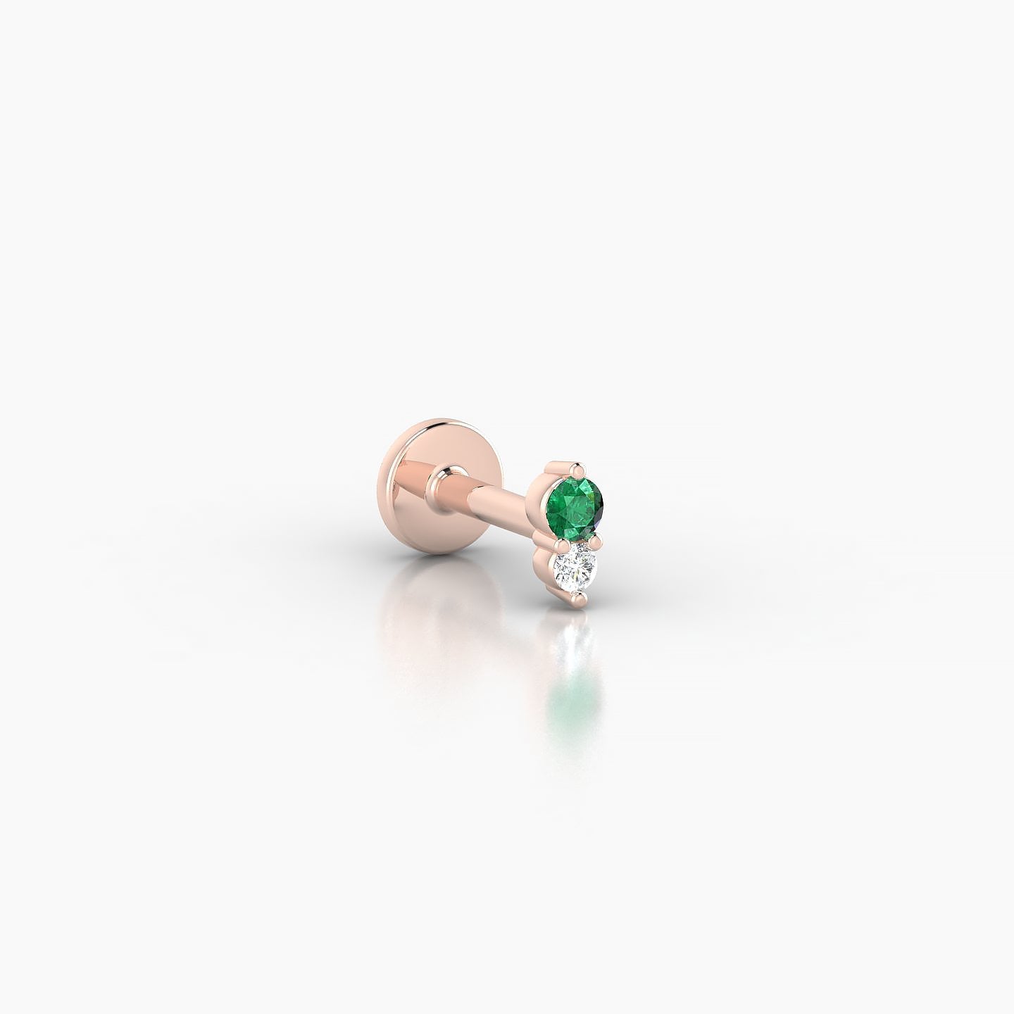 Laetitia | 18k Rose Gold 5 mm 4 mm Emerald & Diamond Nostril Piercing