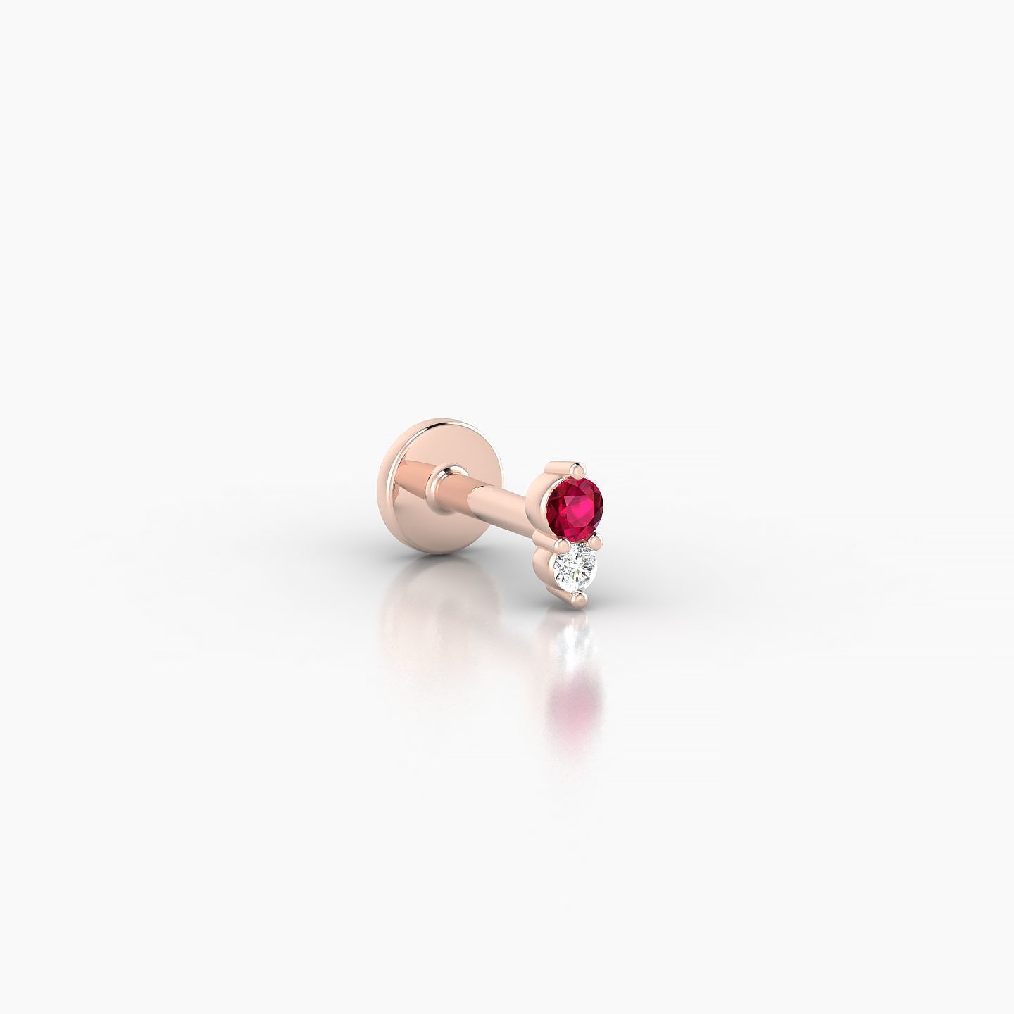 Laetitia | 18k Rose Gold 5 mm 4 mm Ruby & Diamond Nostril Piercing