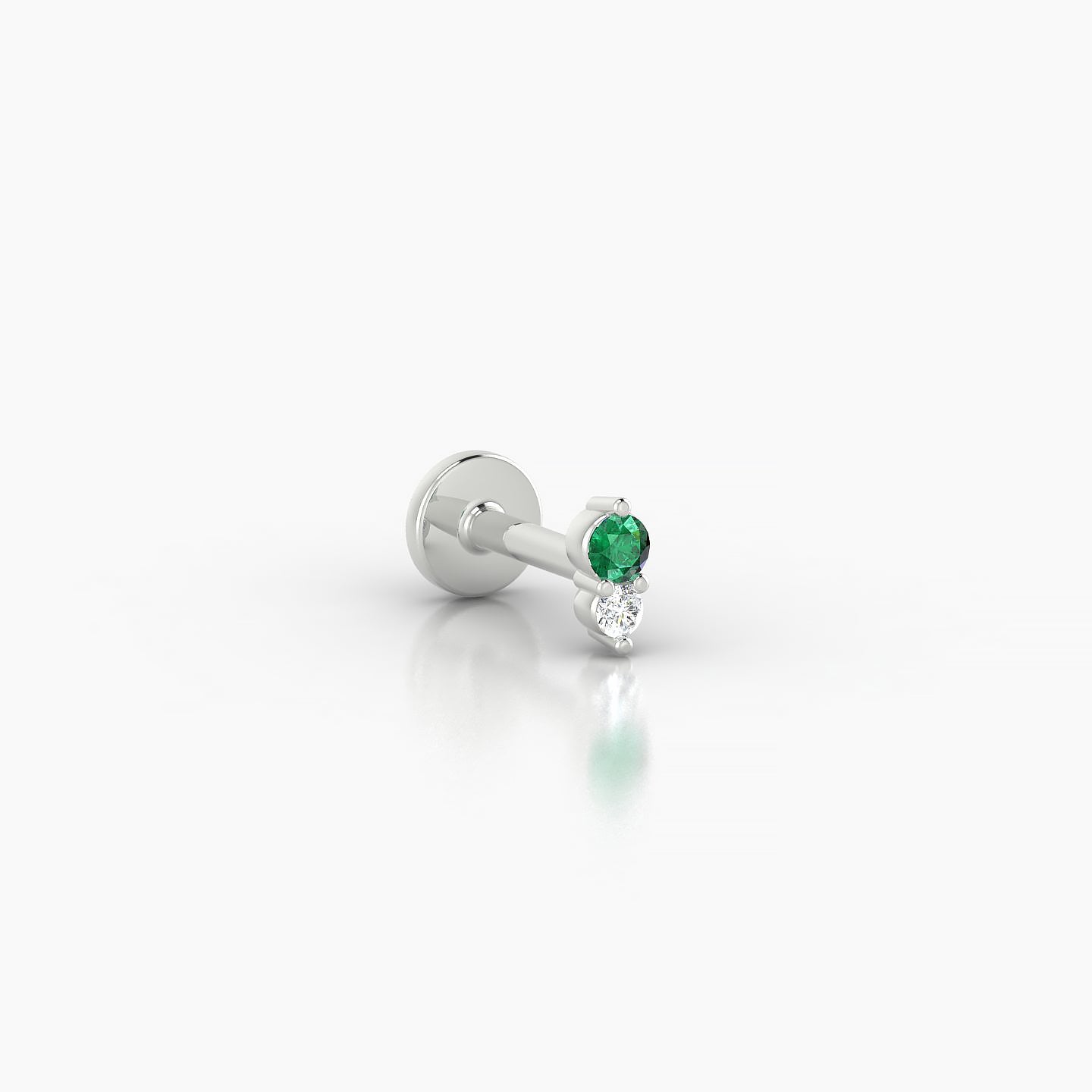 Laetitia | 18k White Gold 5 mm 4 mm Emerald & Diamond Nostril Piercing